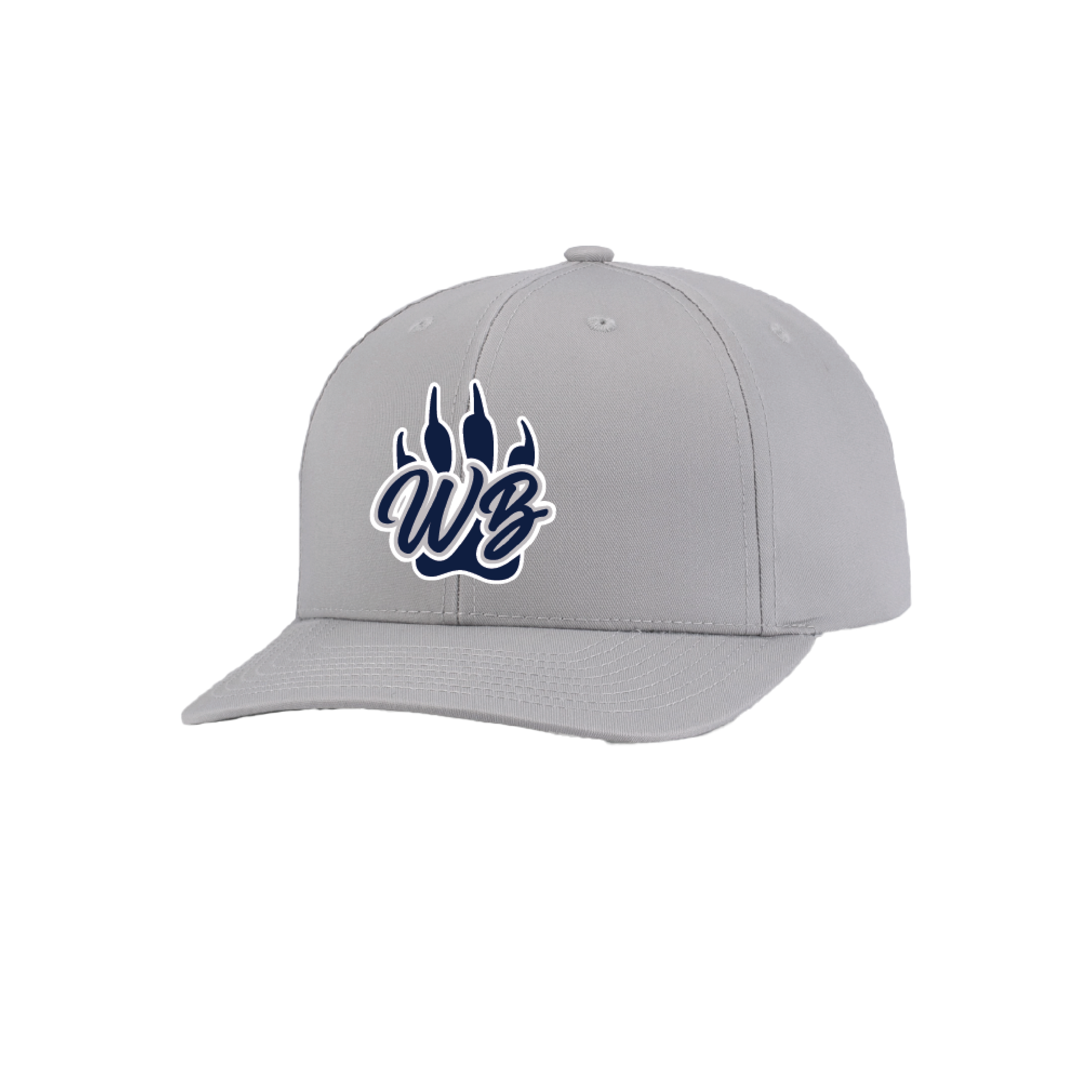 WBYB Grey Snapback Hat with Navy Paw and Script
