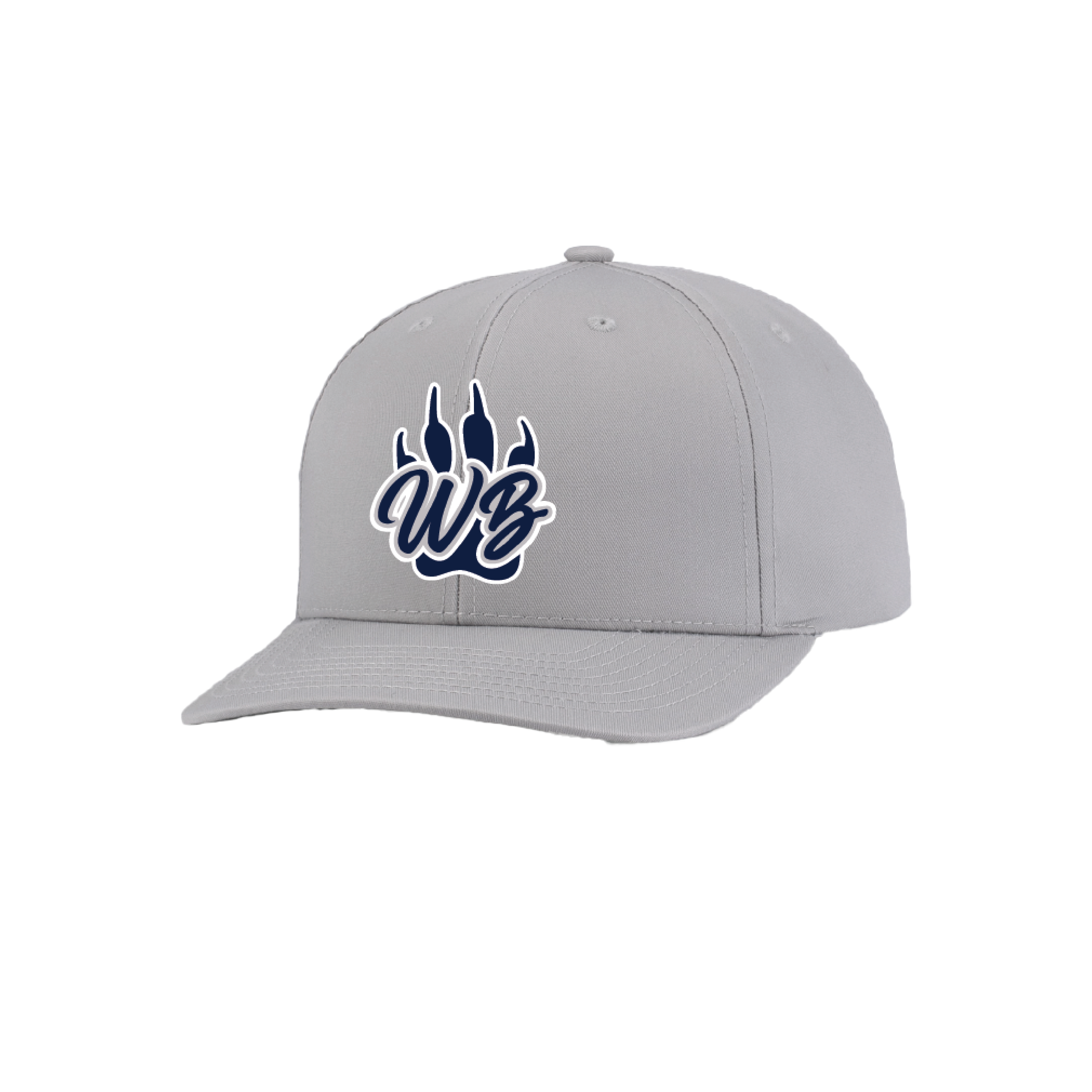 WBYB Grey Snapback Hat with Navy Paw and Script