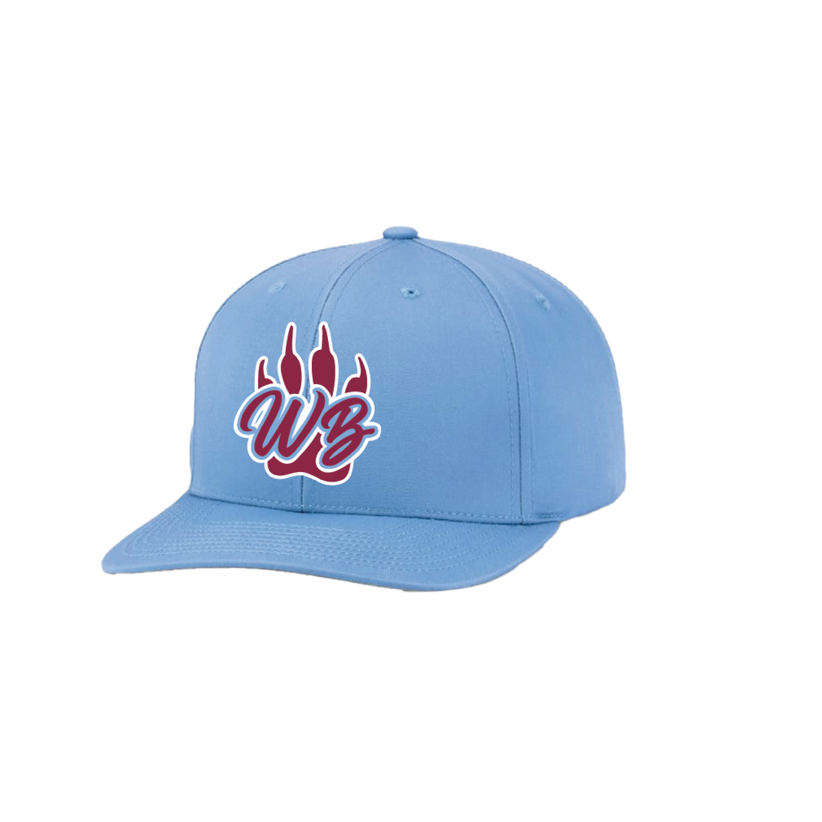 WBYB Light Blue Snapback Hat with Maroon Paw and Script