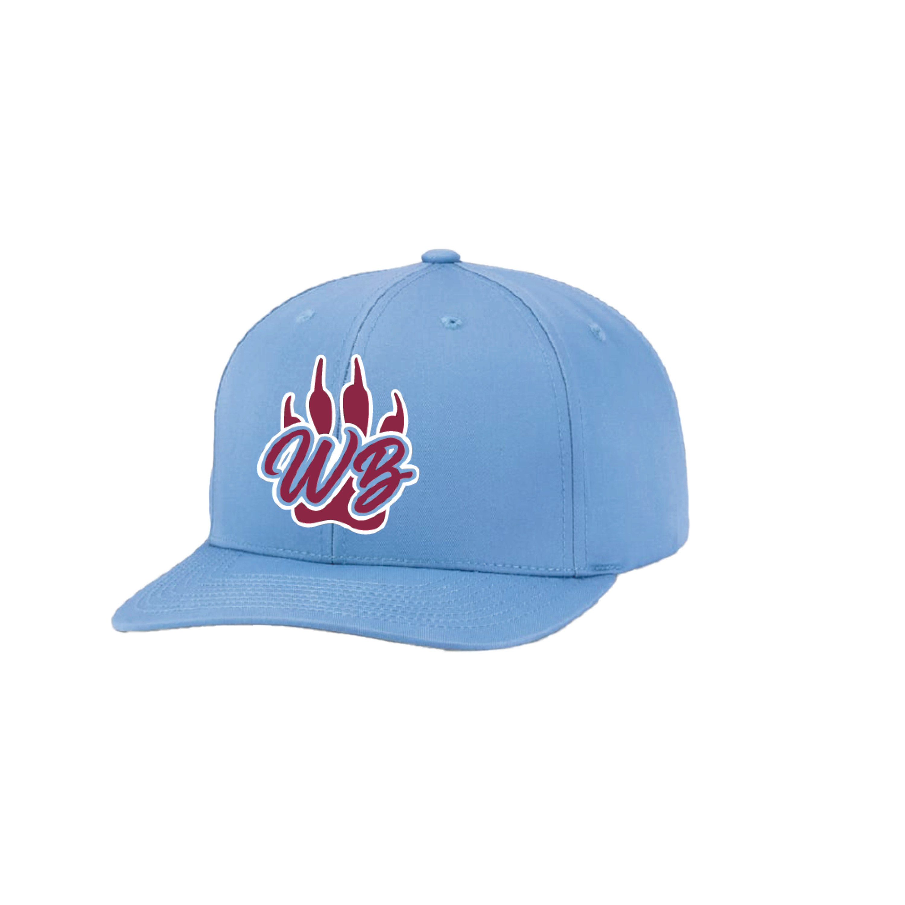 WBYB Light Blue Snapback Hat with Maroon Paw and Script
