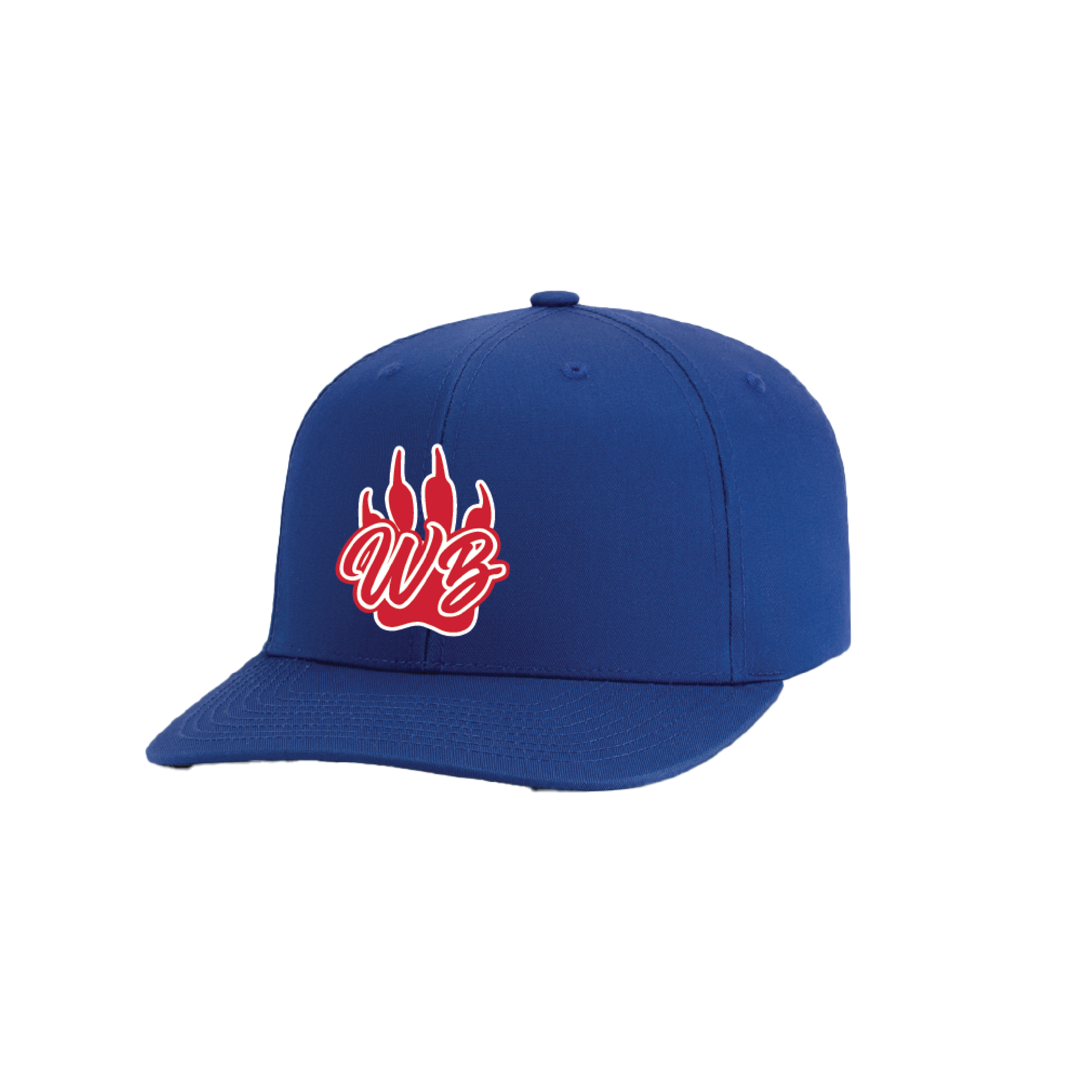 WBYB Royal Snapback Hat with Red Paw and Script