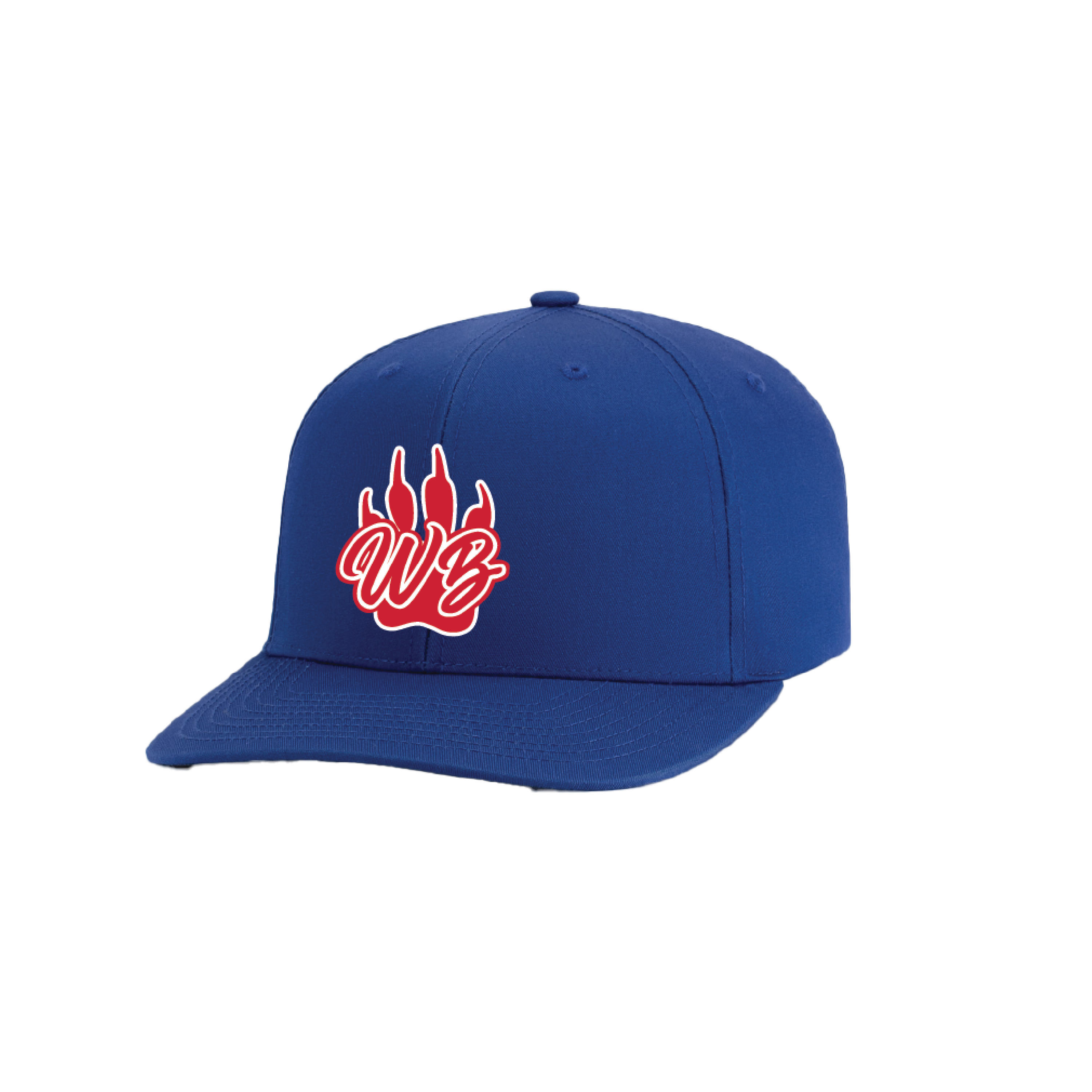 WBYB Royal Snapback Hat with Red Paw and Script