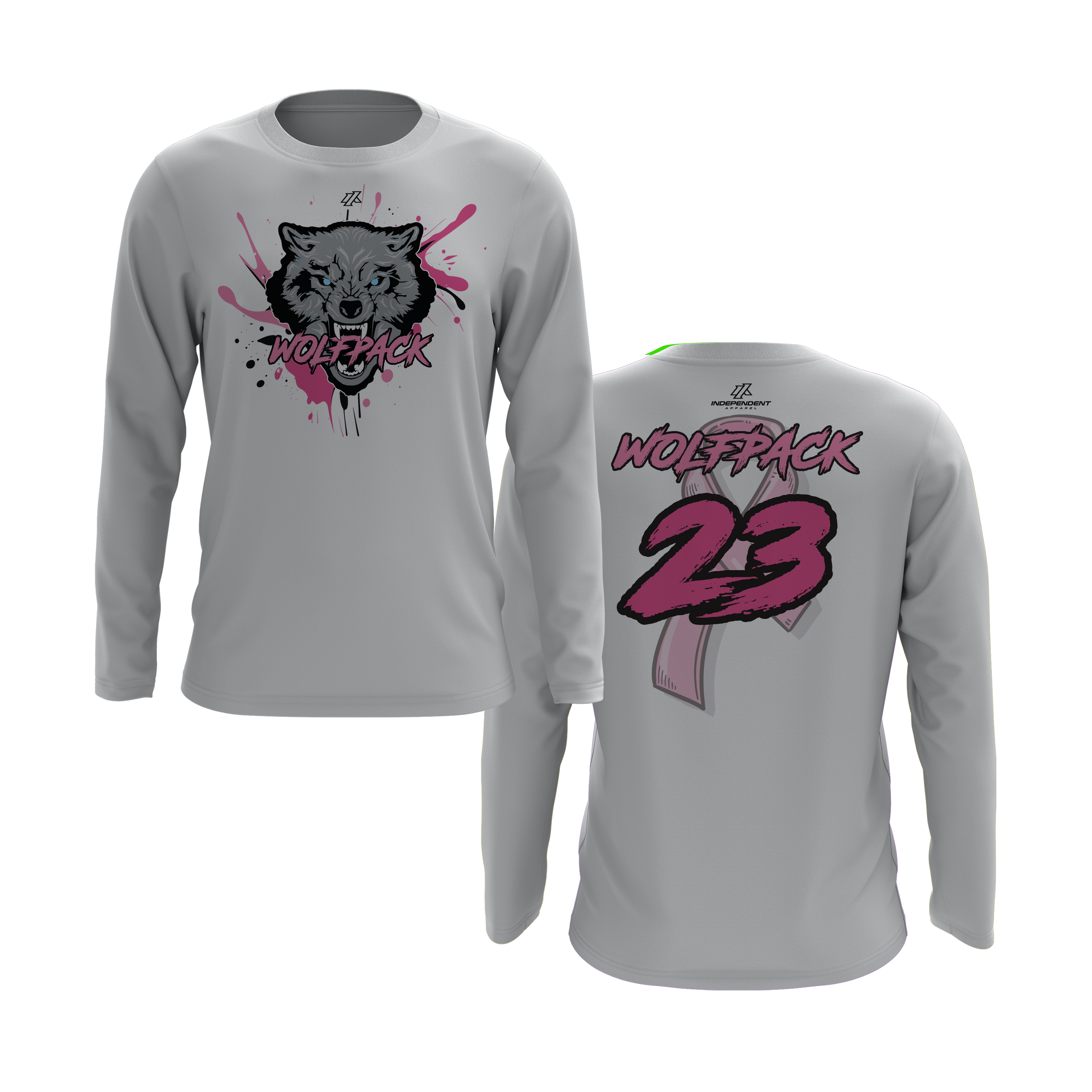 Wolfpack BCA Wolf Splatter Logo Long Sleeve Shirt