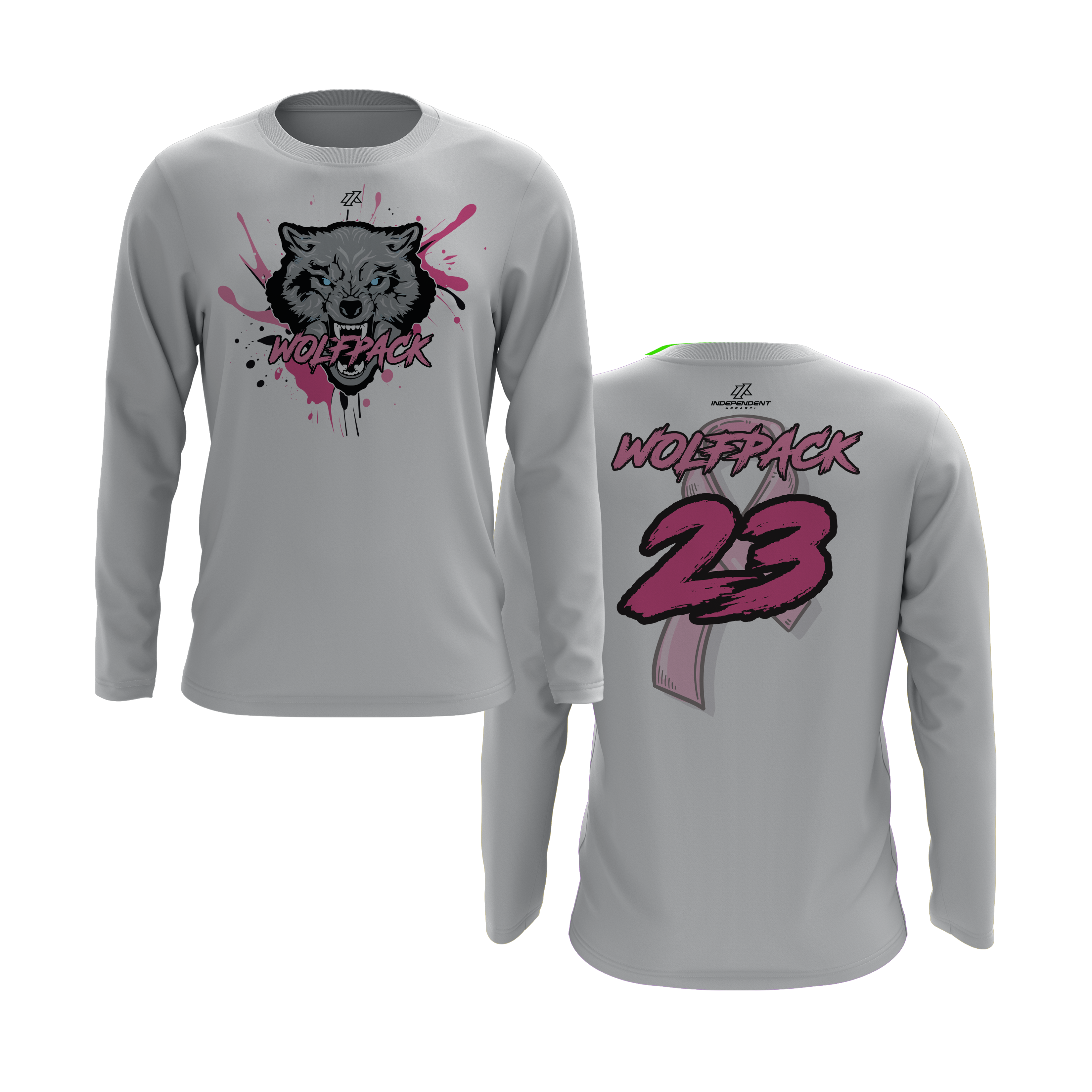Wolfpack BCA Wolf Splatter Logo Long Sleeve Shirt
