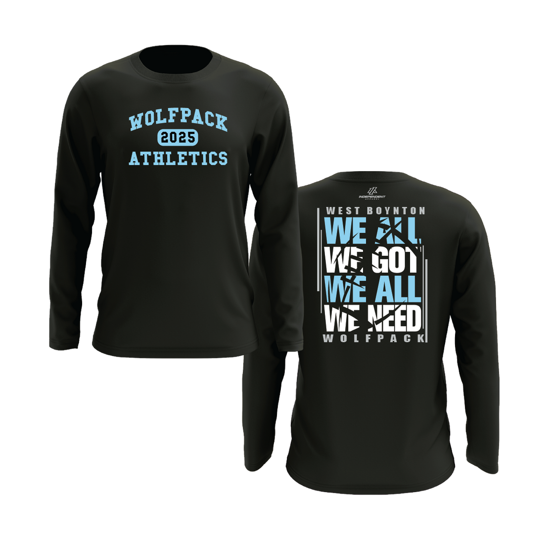 WOLFPACK FOOTBALL Long Sleeve BLACK DRY FIT