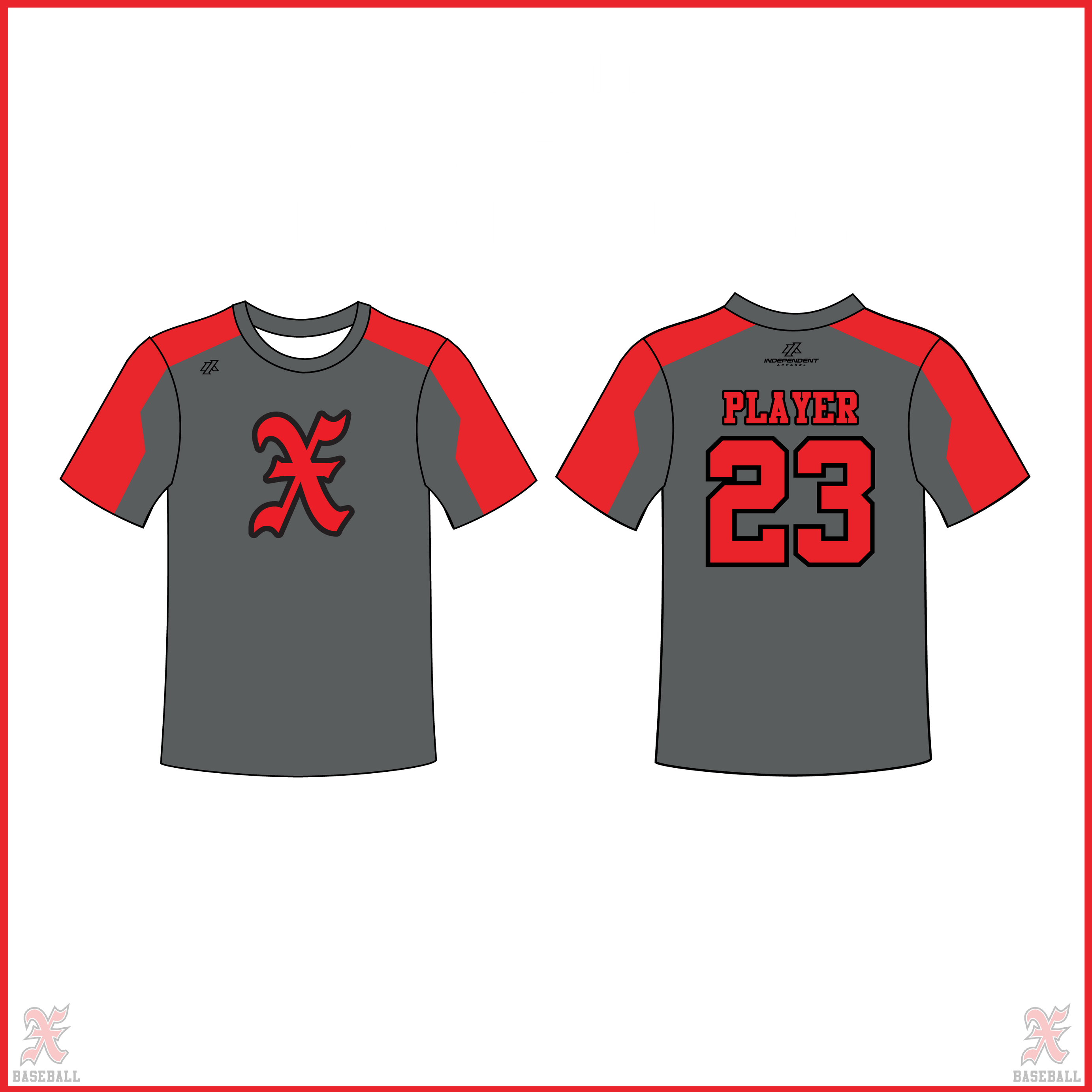 11U Red & Charcoal Crew Neck Jersey (ORDERS OPEN UNTIL JULY 23RD)