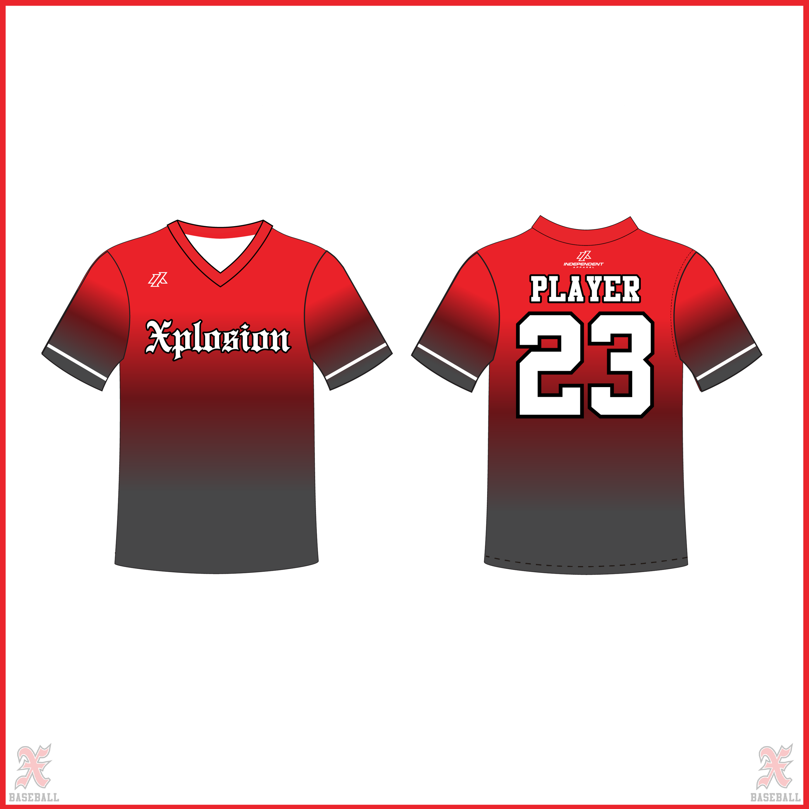 11U Red to Charcoal V-Neck Jersey (ORDERS OPEN UNTIL JULY 23RD)