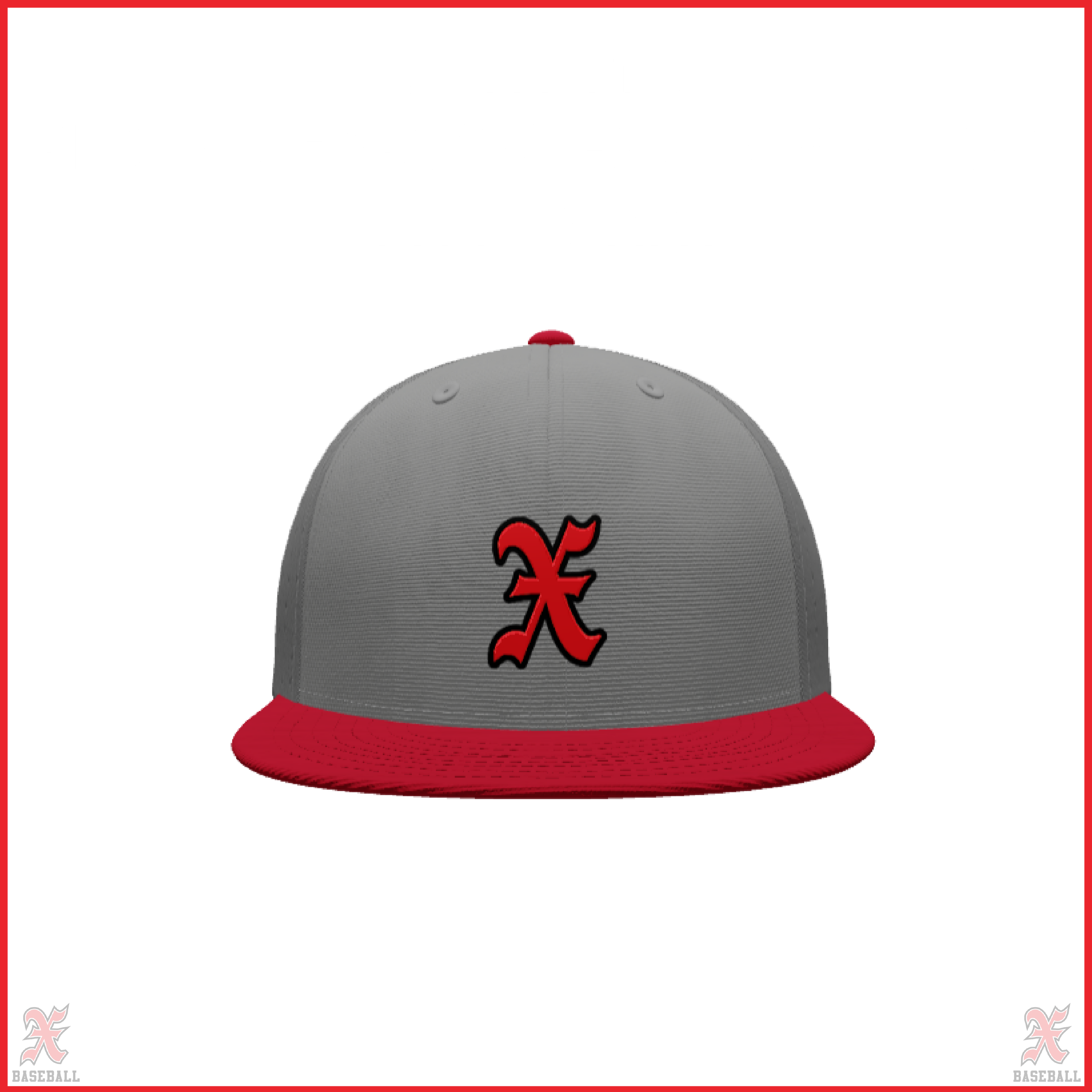 11U Red to Charcoal Fade V-Neck Set Fitted Hat (ORDERS OPEN UNTIL JULY 23RD)