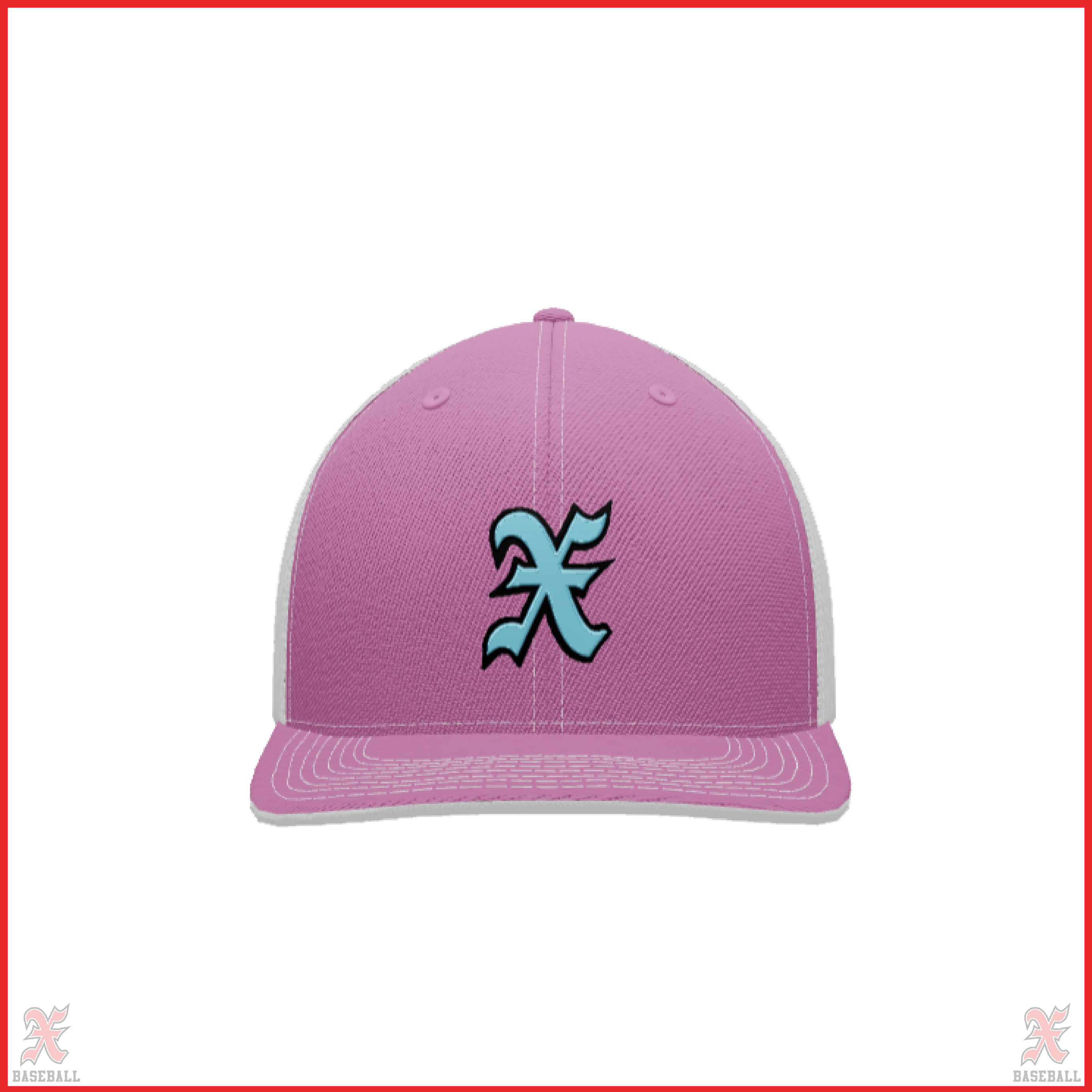 Xplosion Pink fitted Hat with Baby Blue X