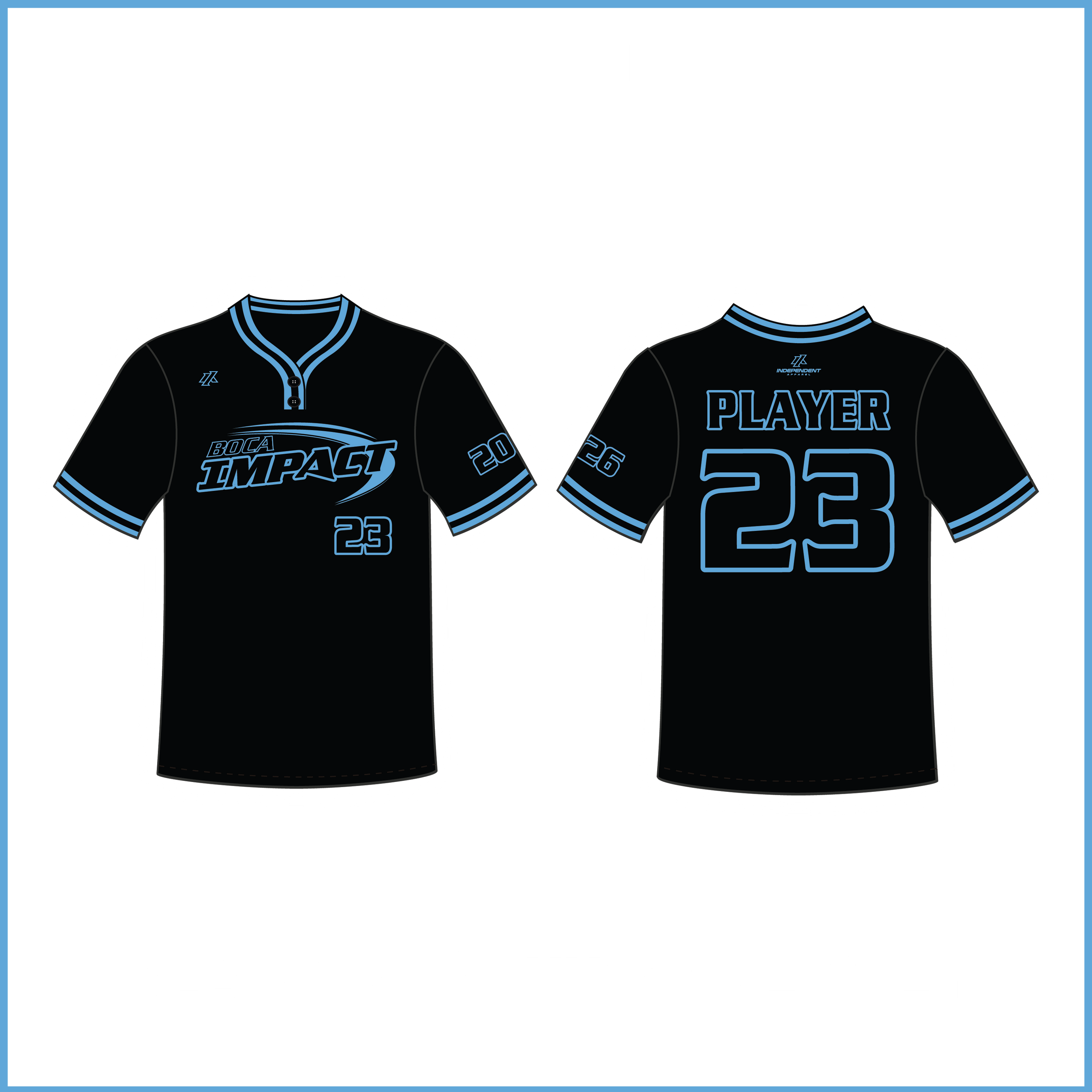 Yu 12U Black 2-Button Jersey