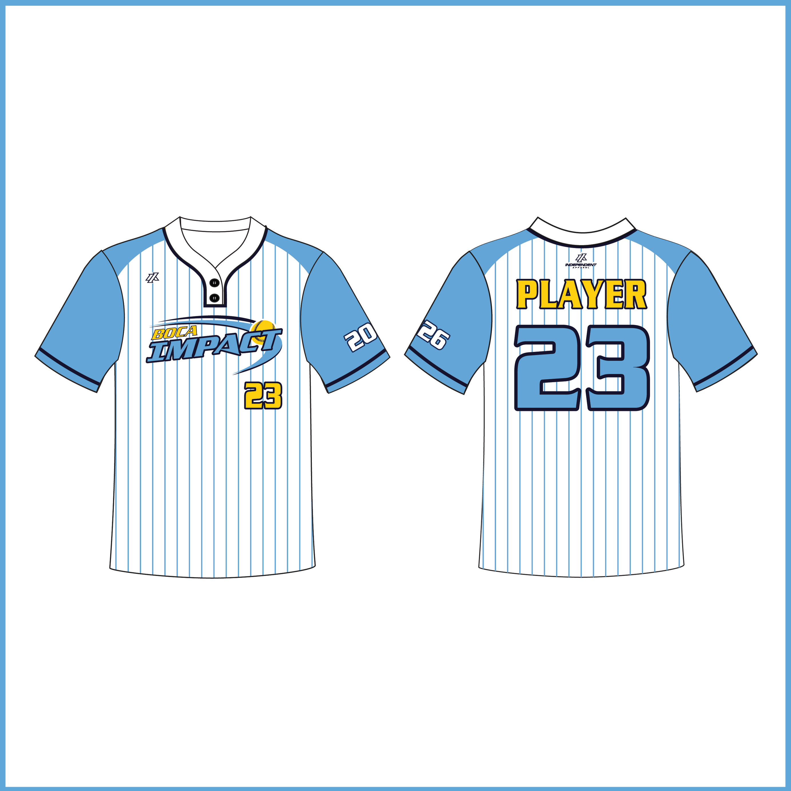 Yu 12U White Pinstripe 2-Button Jersey