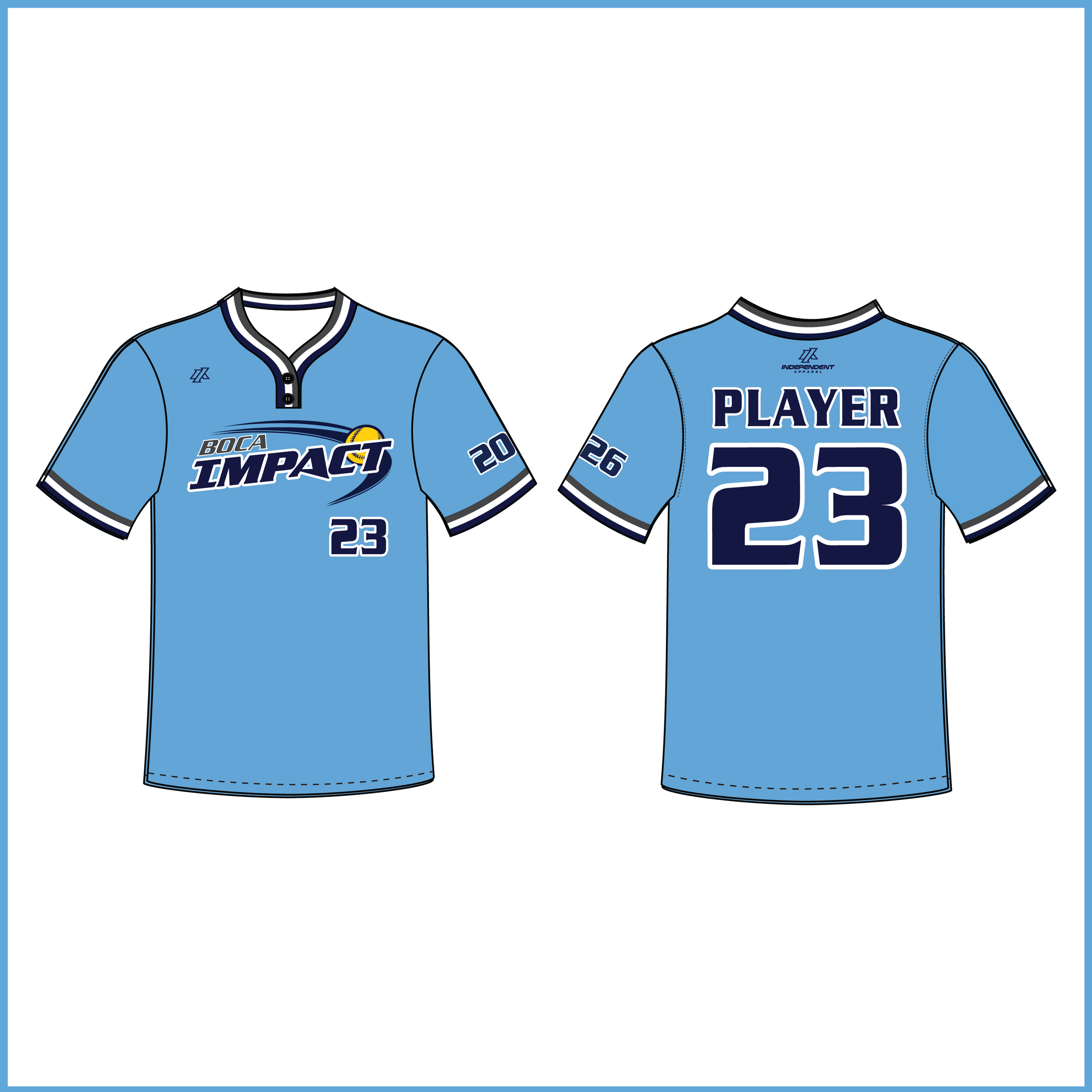 Yu 12U Blue 2-Button Jersey