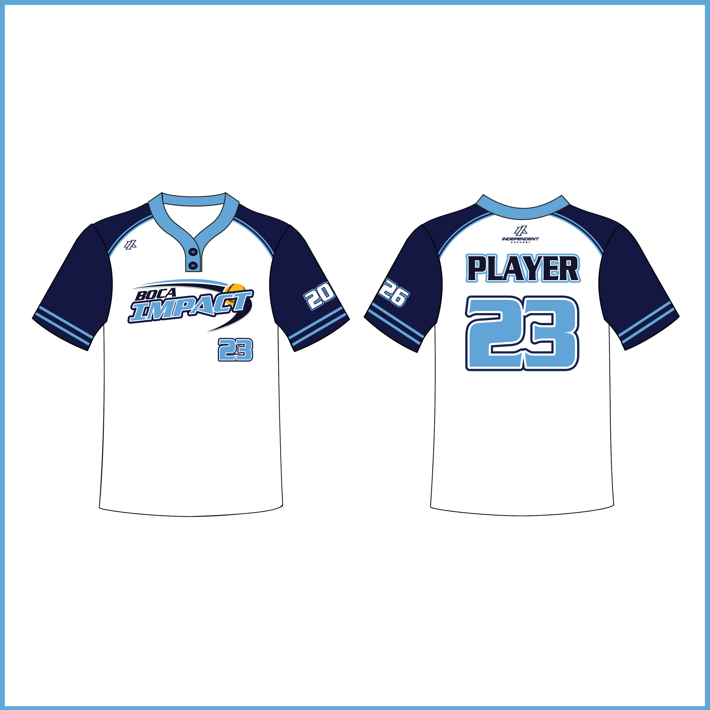 Yu 12U White/Navy 2-Button Jersey