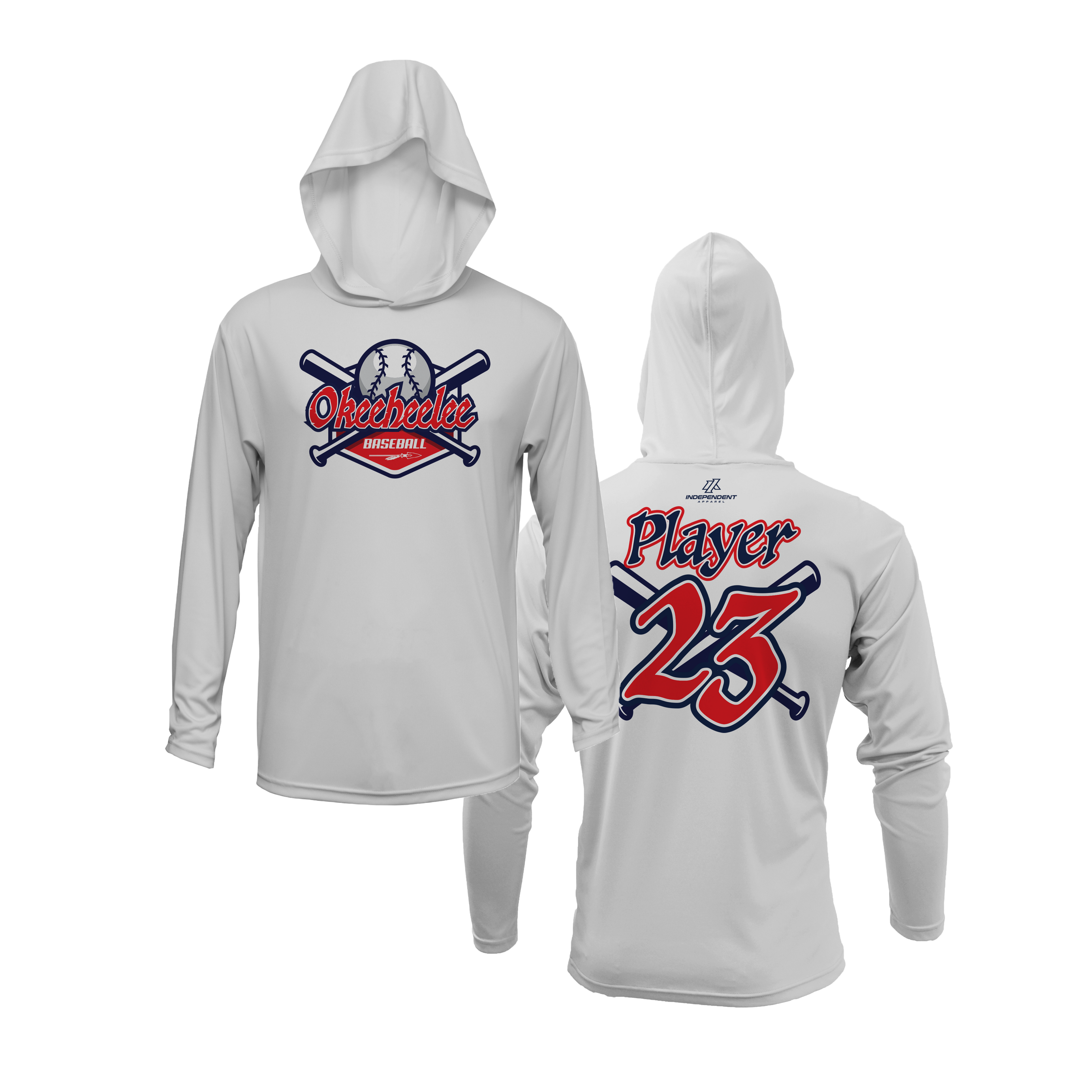 Okeeheelee Baseball Lightweight Hoodie - Bats & Ball Logo