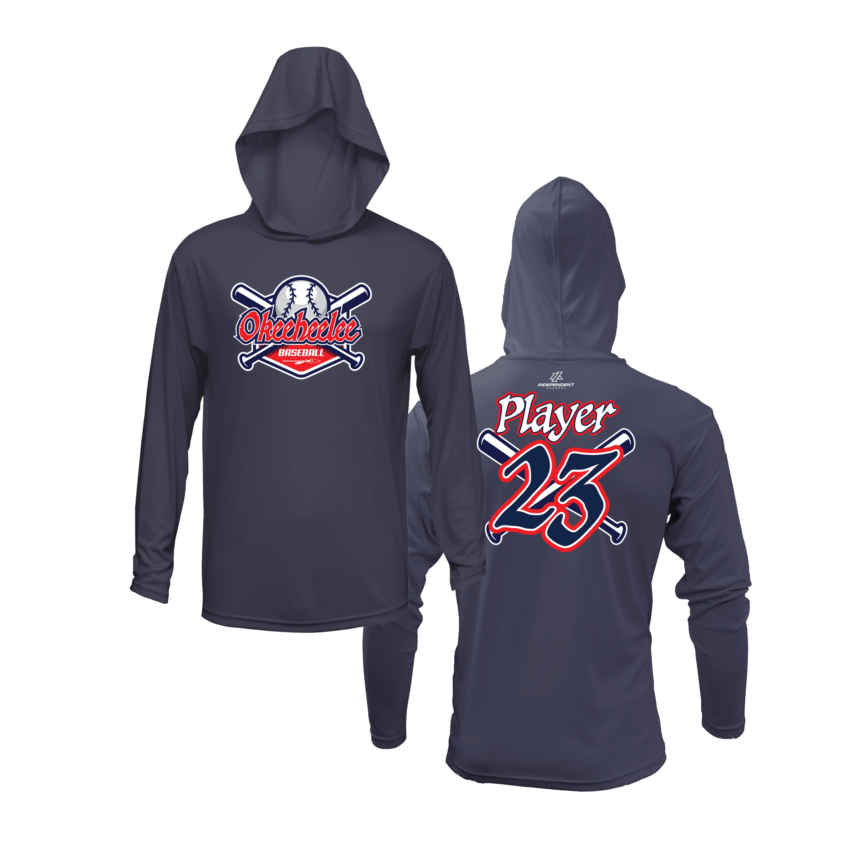 Okeeheelee Baseball Lightweight Hoodie - Bats & Ball DTF Transfer