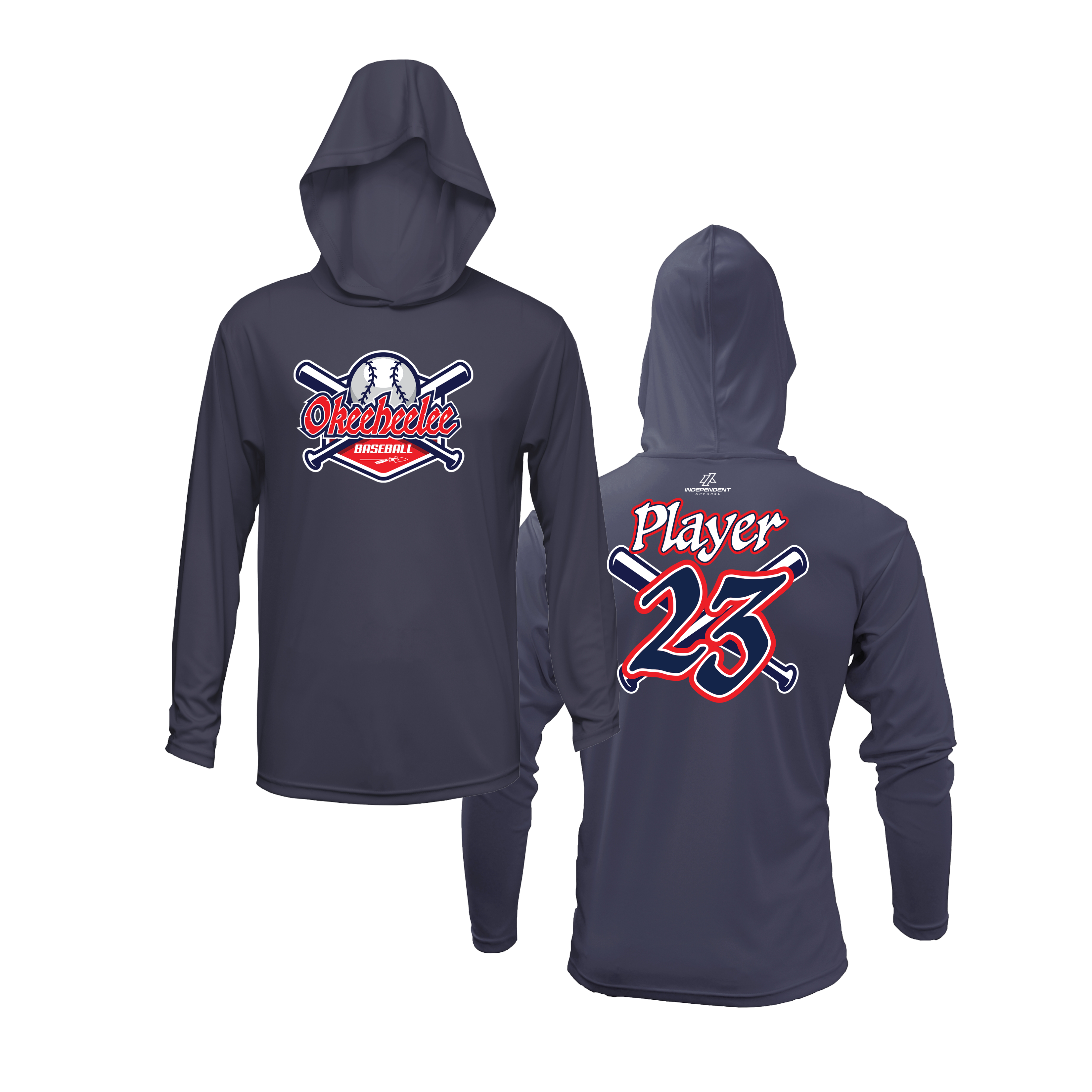 Okeeheelee Baseball Lightweight Hoodie - Bats & Ball DTF Transfer