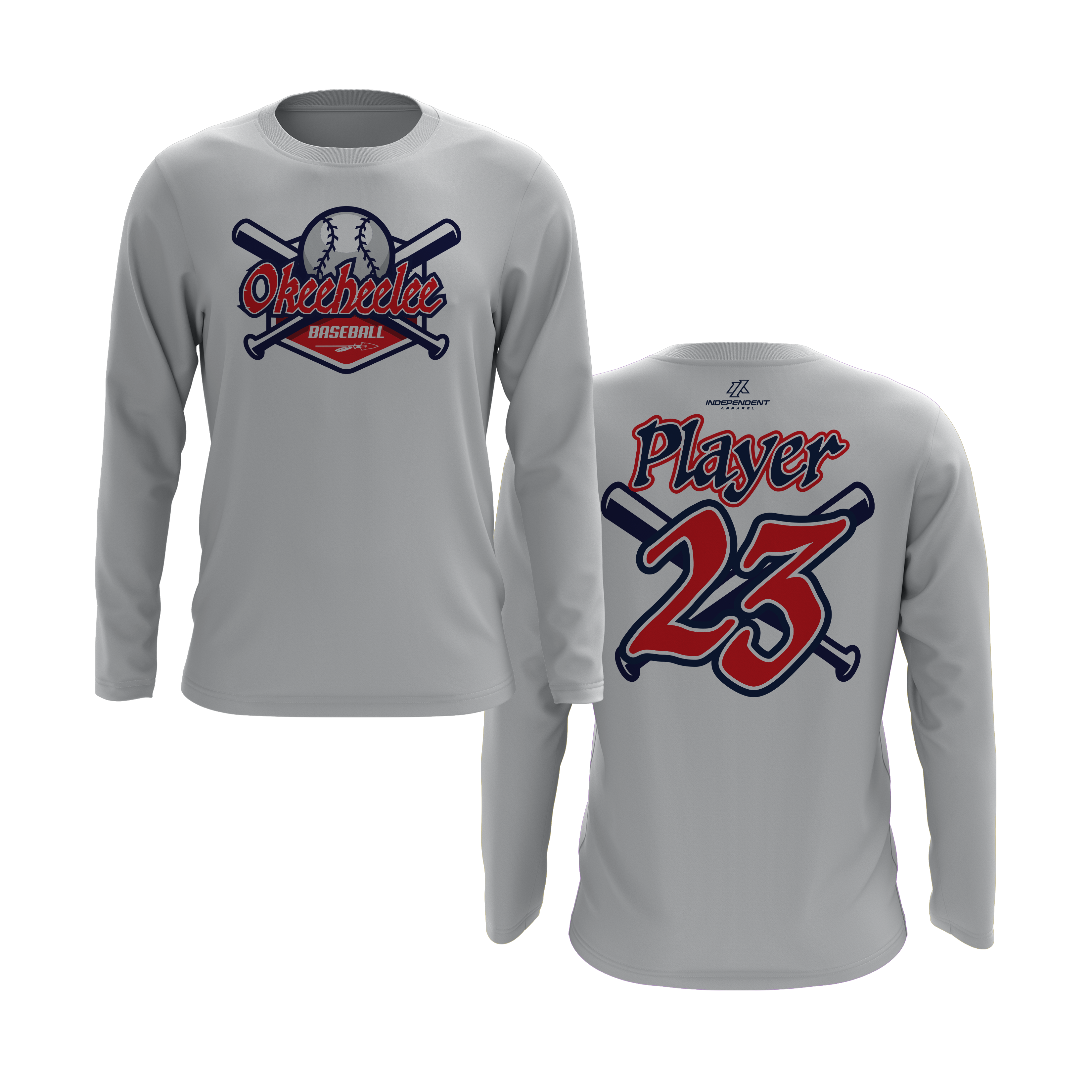 Okeeheelee Baseball Long Sleeve Shirt - Bats & Ball Logo