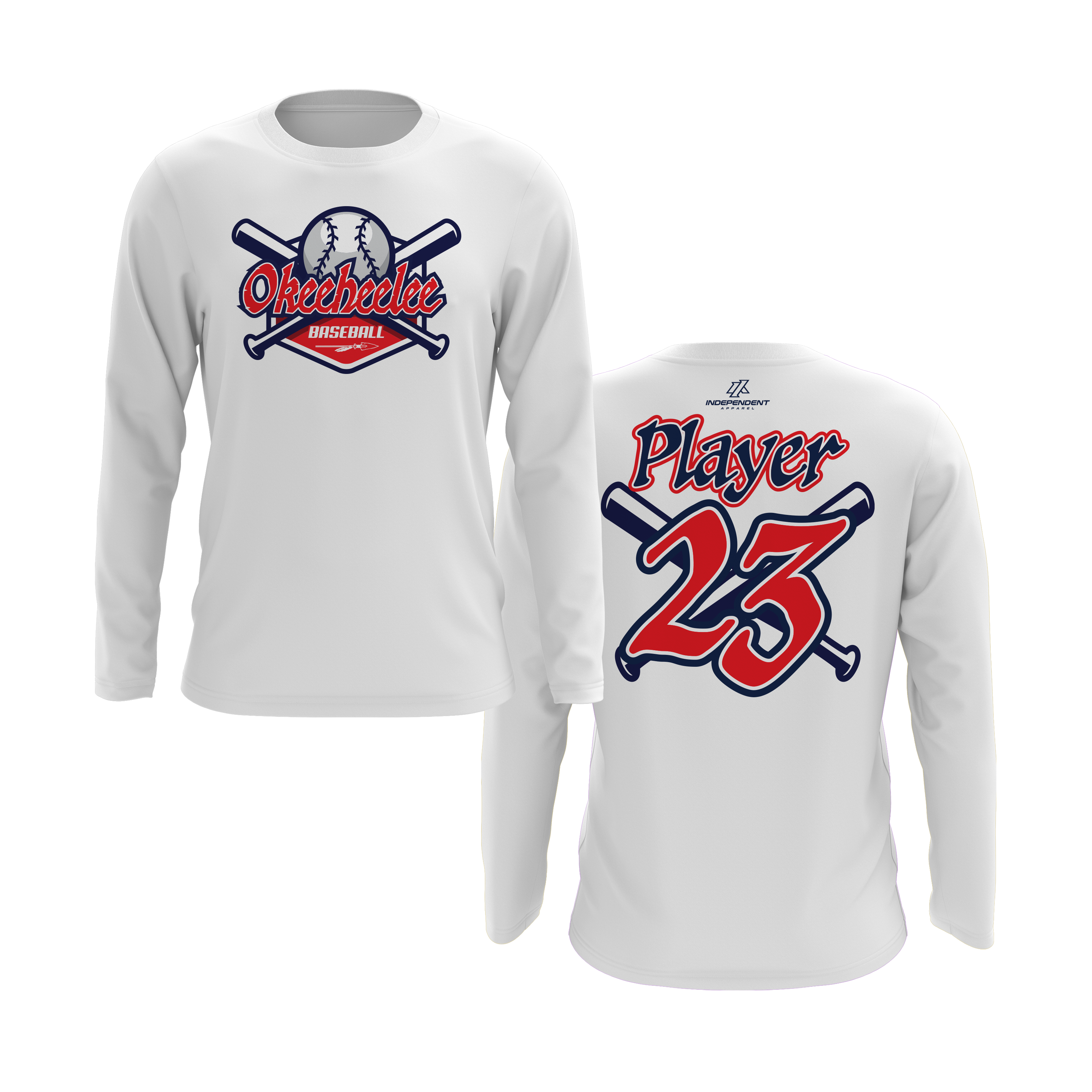 Okeeheelee Baseball Long Sleeve Shirt - Bats & Ball Logo