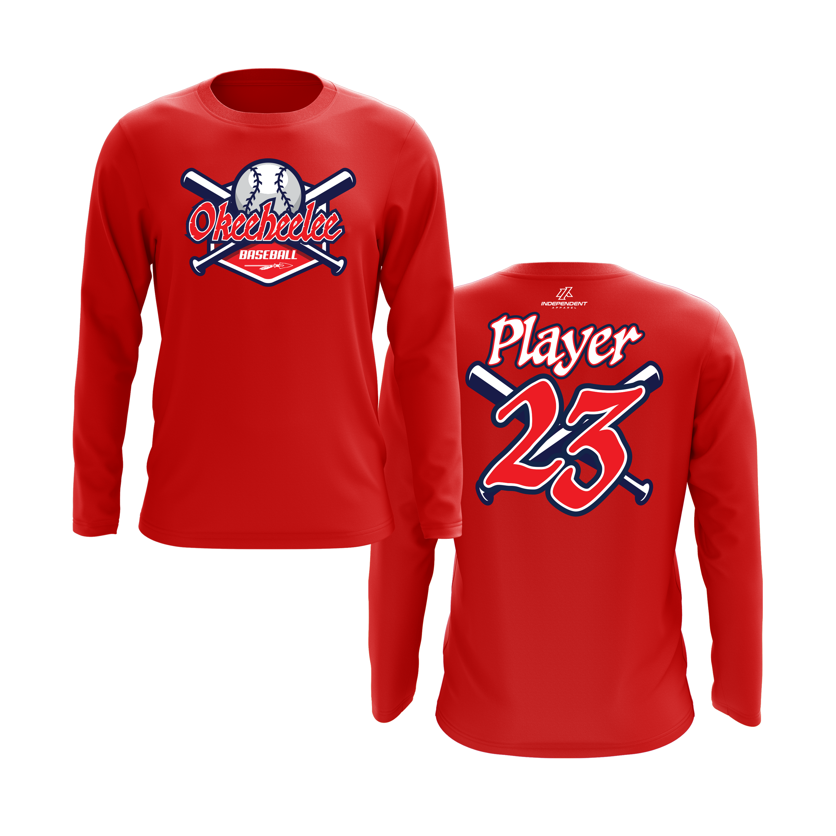 Okeeheelee Baseball Long Sleeve Shirt - Bats & Ball DTF Transfer
