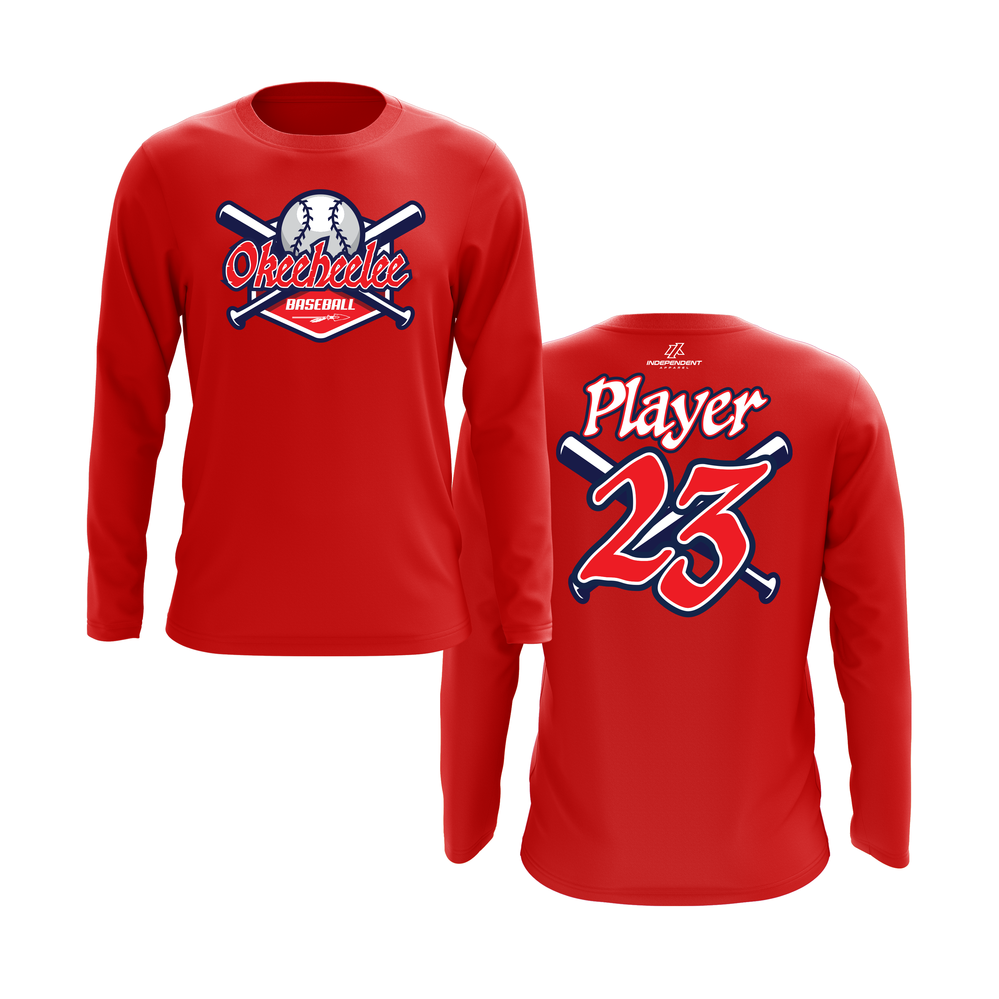 Okeeheelee Baseball Long Sleeve Shirt - Bats & Ball DTF Transfer
