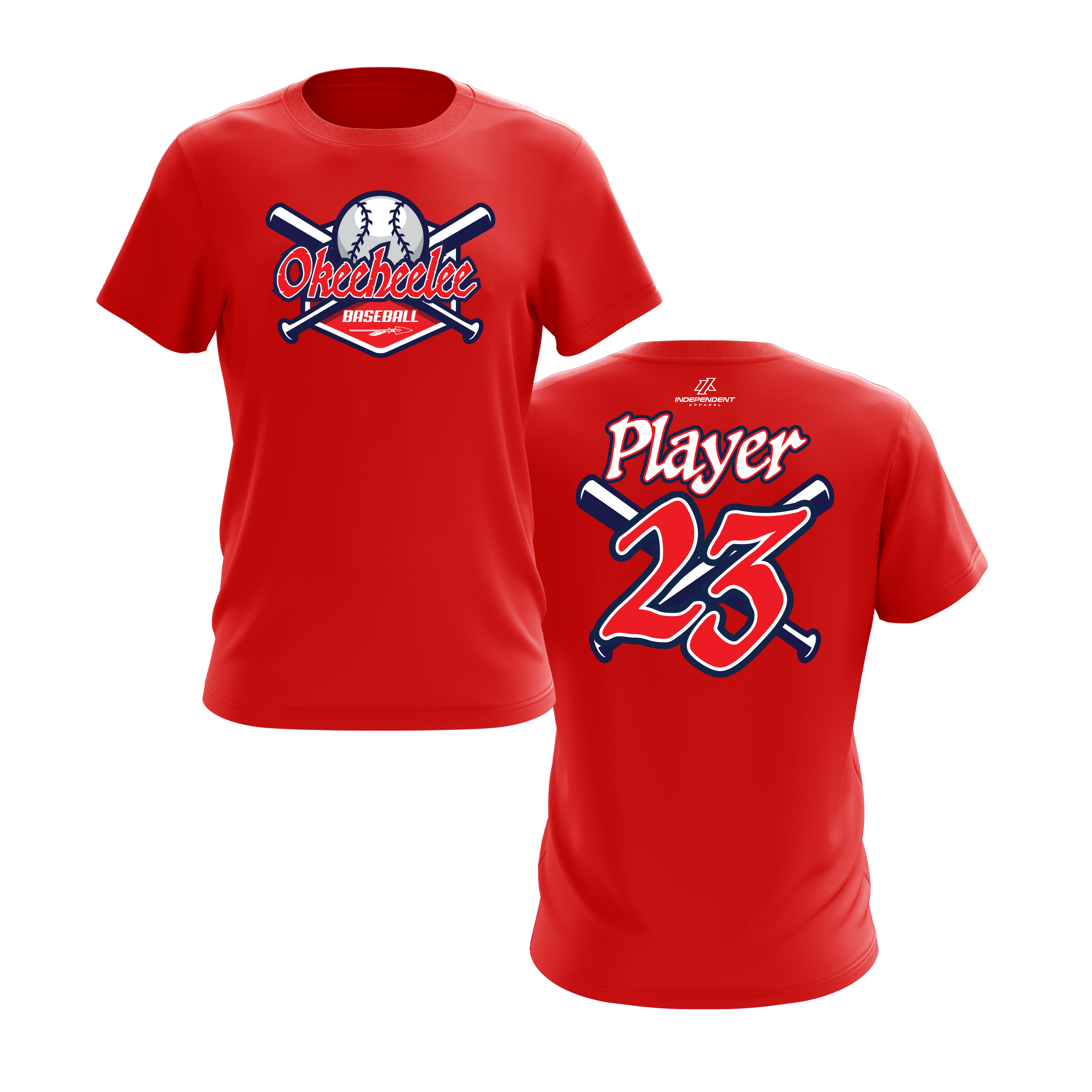 Okeeheelee Baseball Short Sleeve Shirt - Bats & Ball DTF Transfer