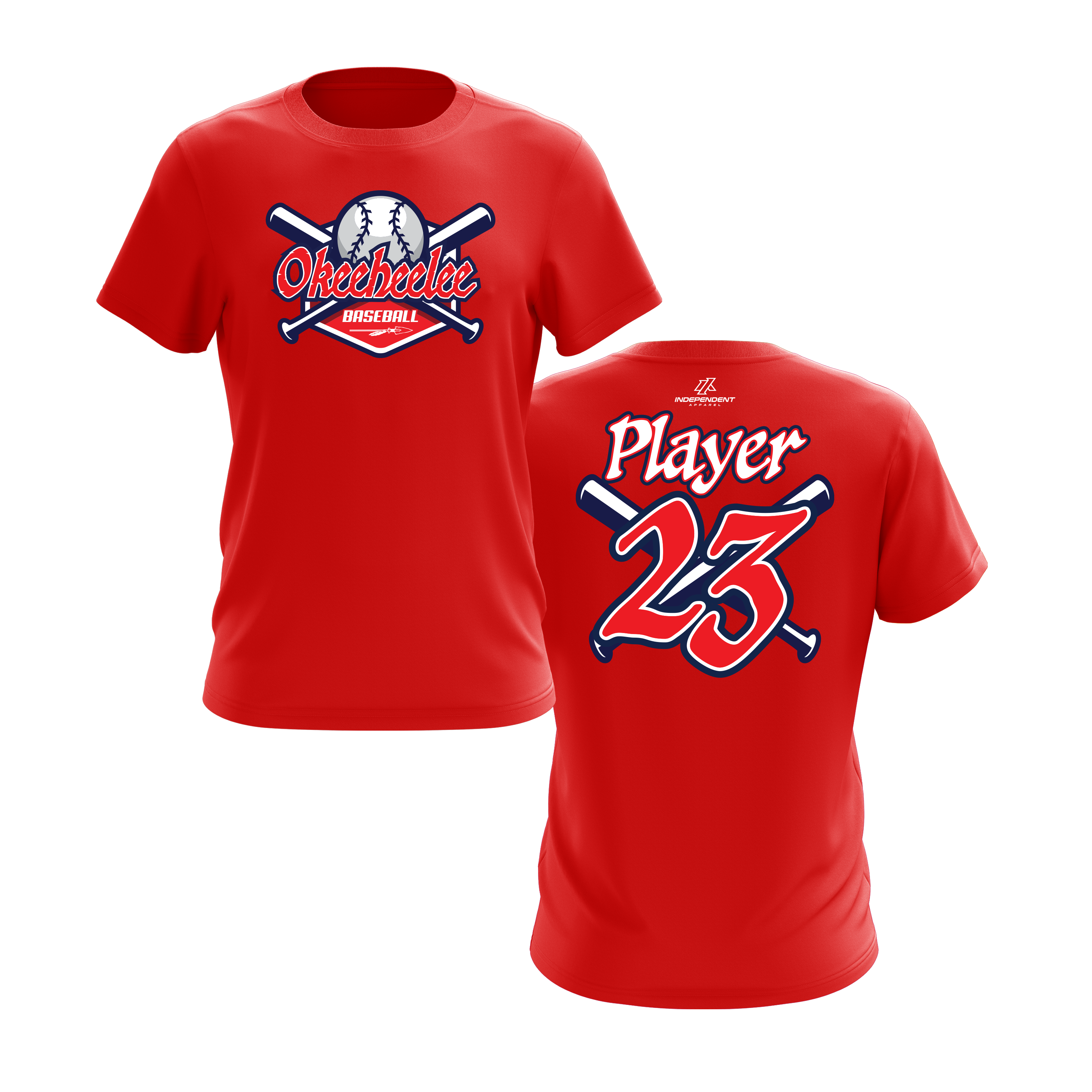 Okeeheelee Baseball Short Sleeve Shirt - Bats & Ball DTF Transfer