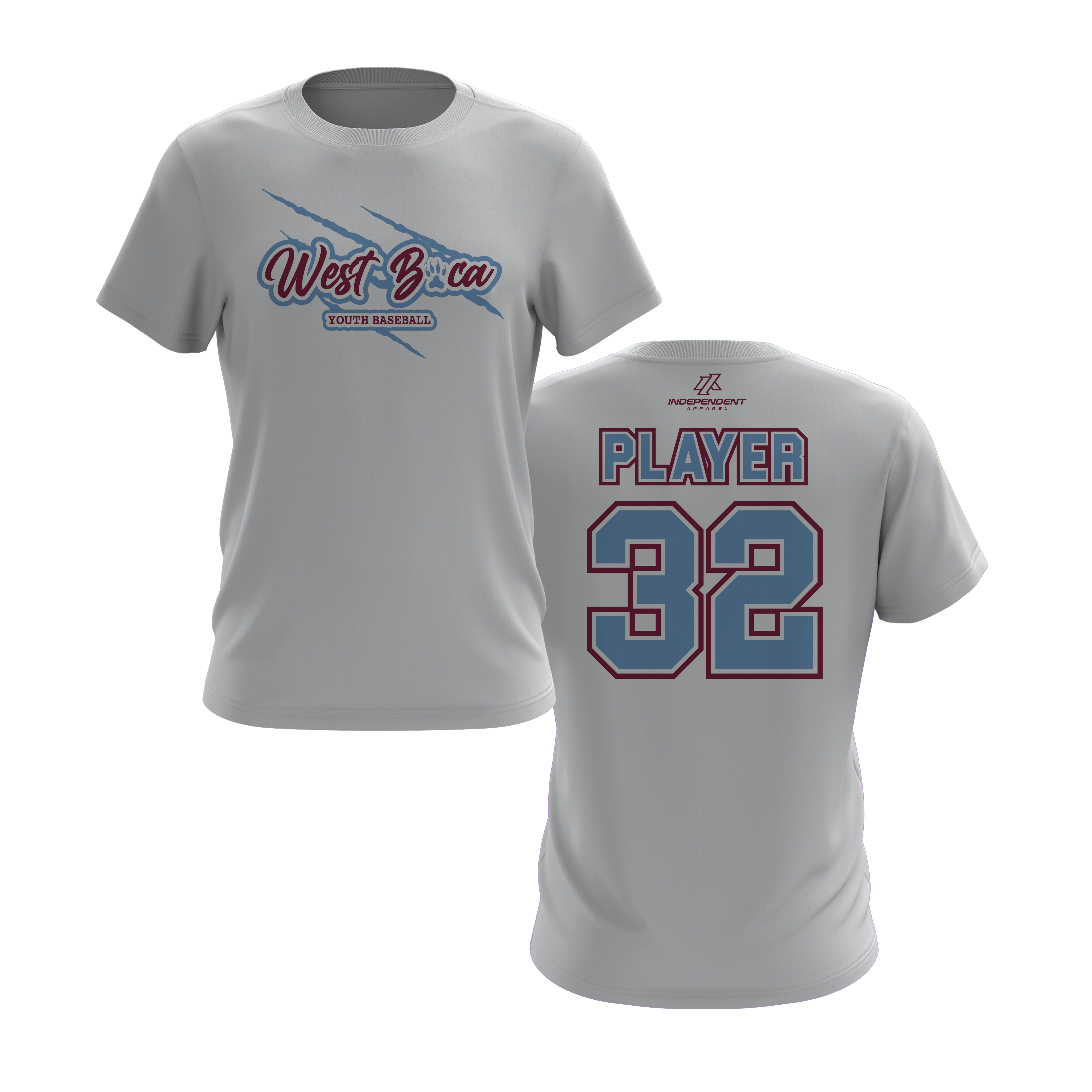 WBYB Baby Blue/Dark Red Short Sleeve Shirt -  Claw Logo