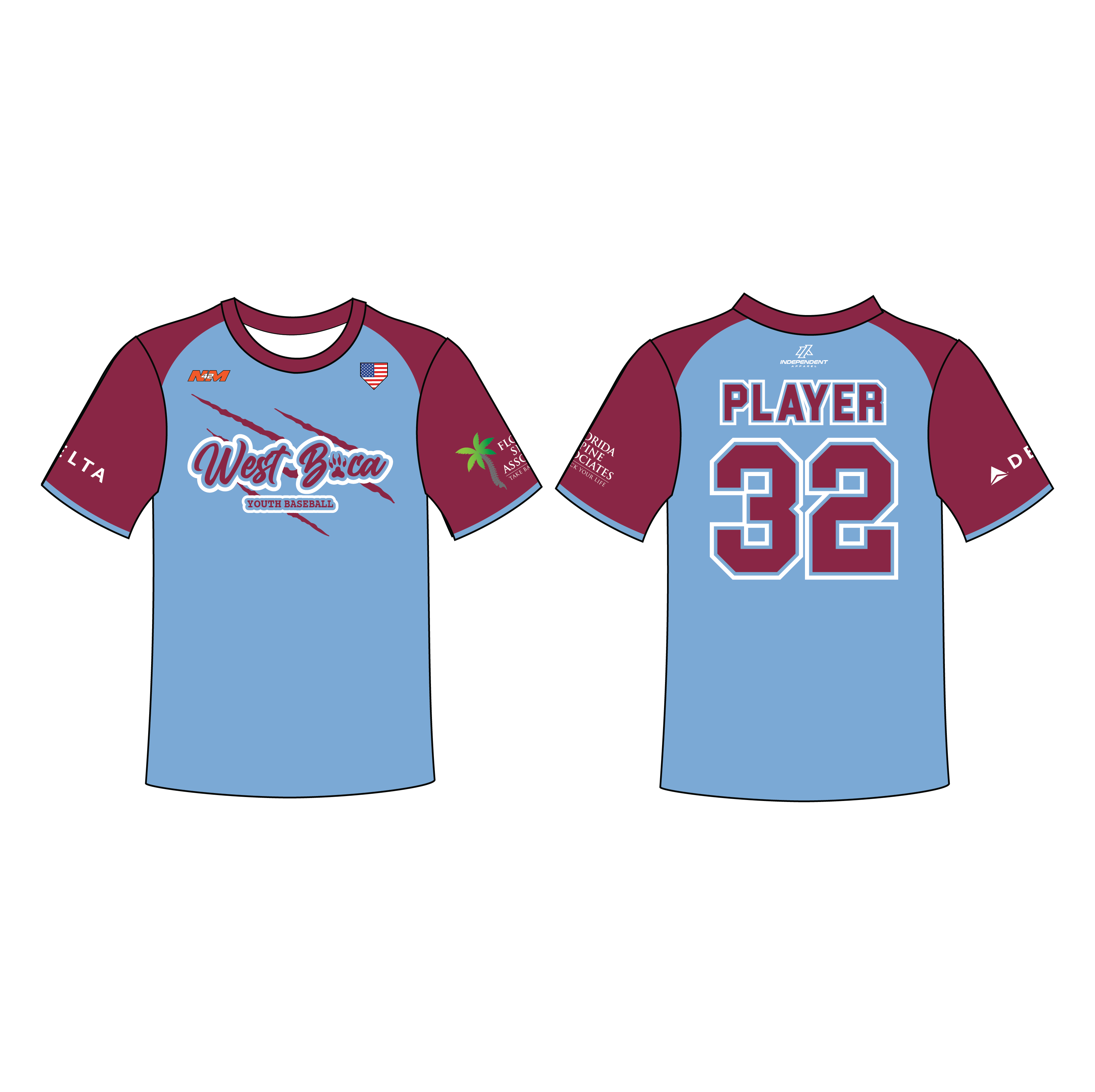 WBYB Baby Blue/Dark Red Team Custom Replica Jersey (3-4 WEEK TURNAROUND)