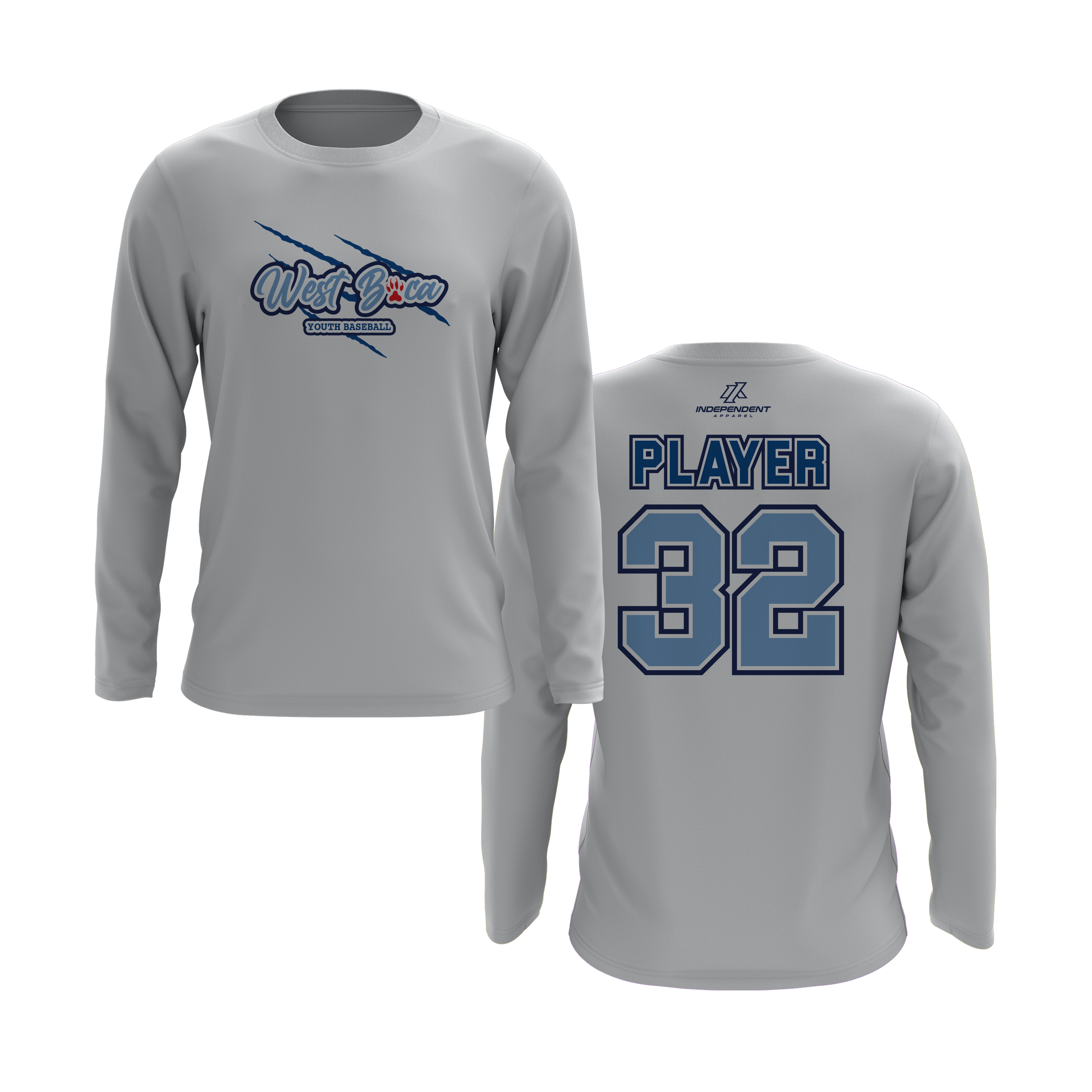 WBYB Baby Blue/Royal Blue Team Long Sleeve Shirt - Claw Logo
