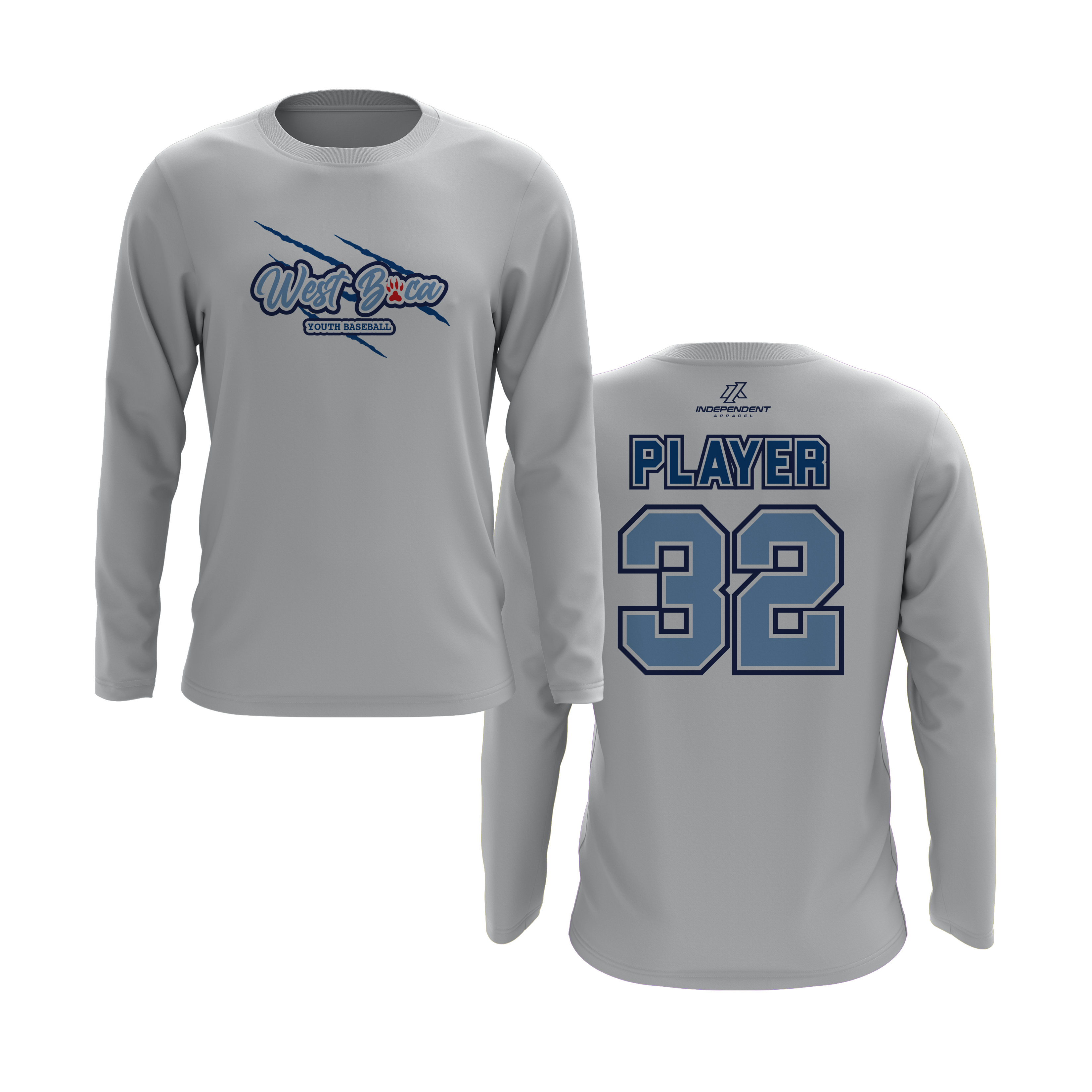WBYB Baby Blue/Royal Blue Team Long Sleeve Shirt - Claw Logo