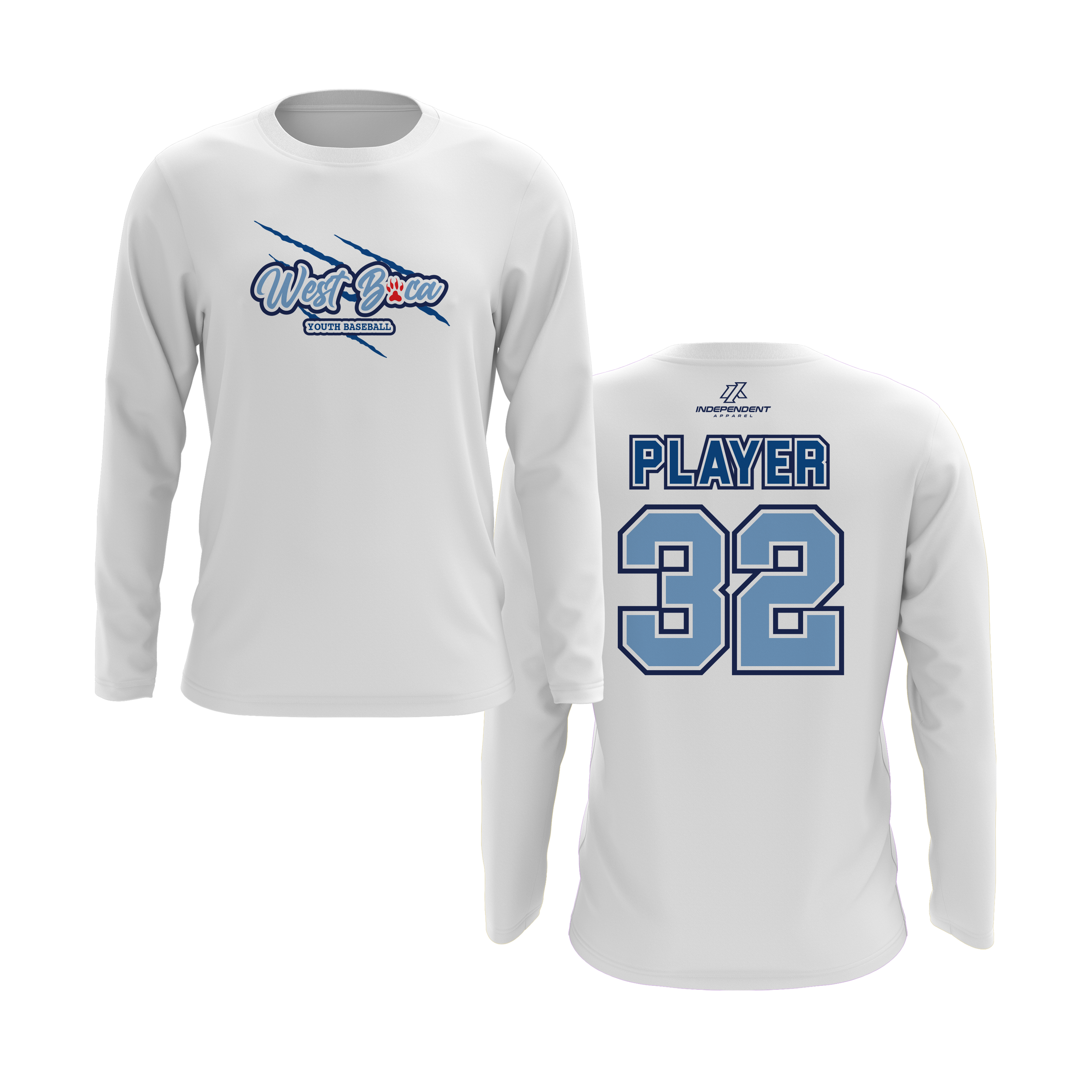 WBYB Baby Blue/Royal Blue Team Long Sleeve Shirt - Claw Logo