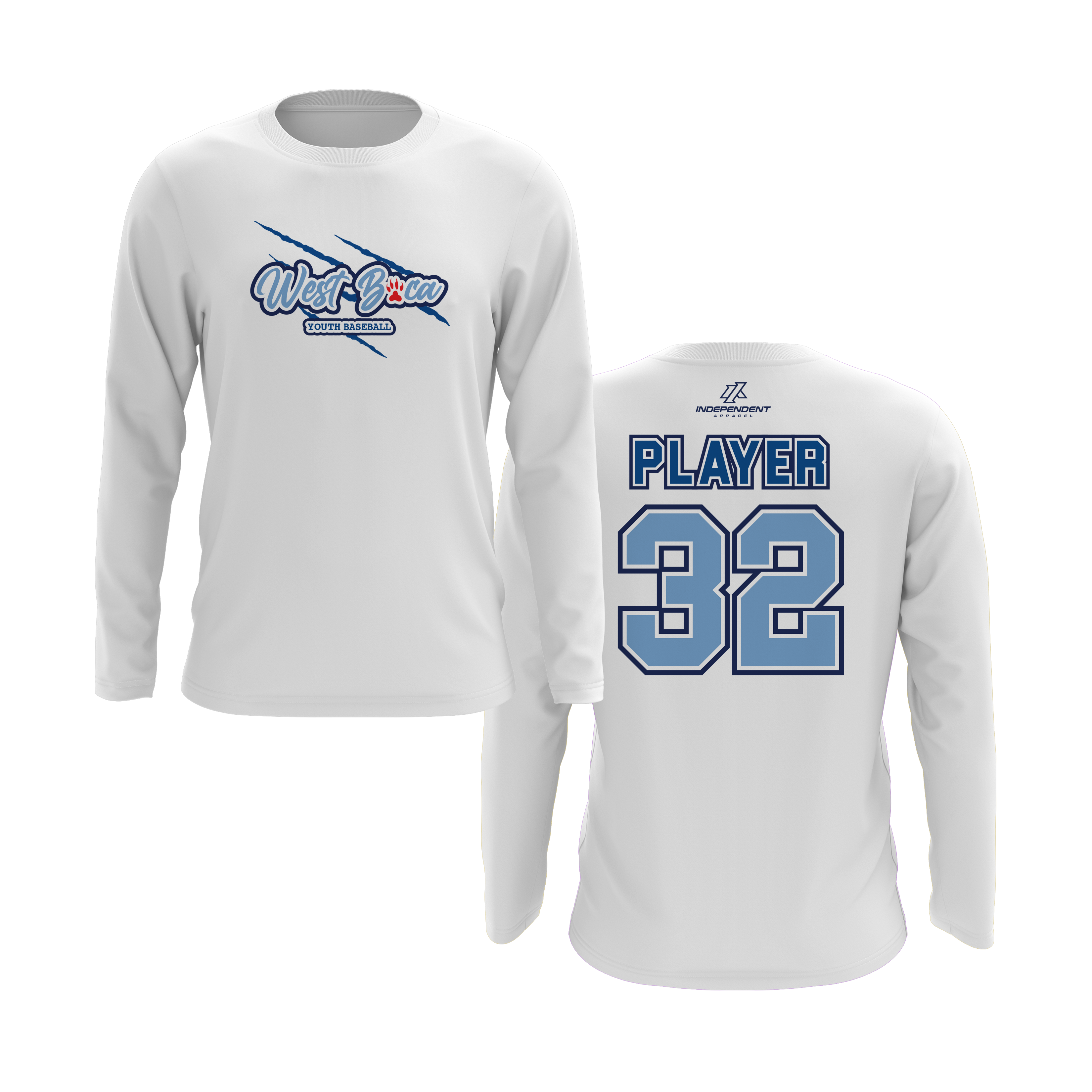 WBYB Baby Blue/Royal Blue Team Long Sleeve Shirt - Claw Logo