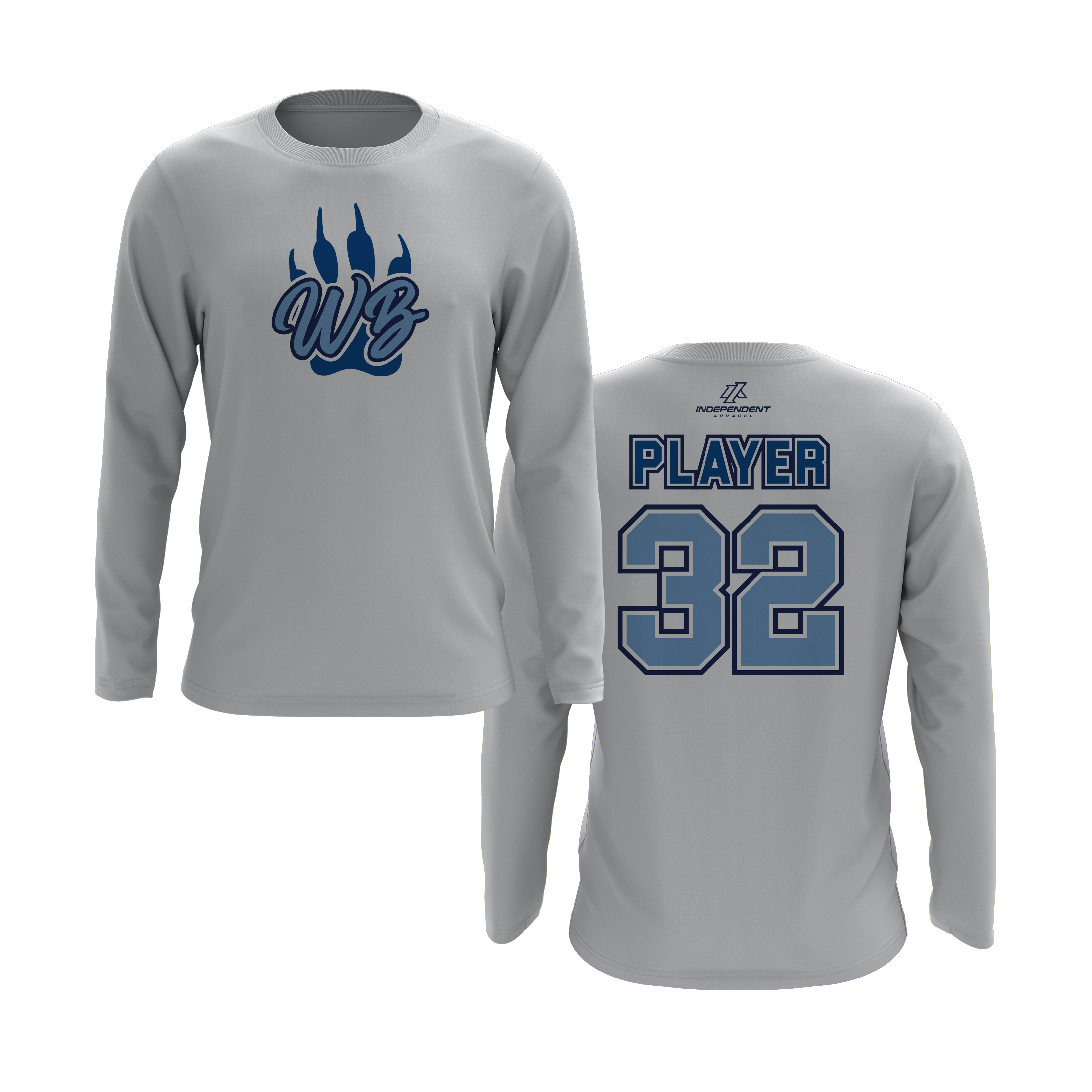 WBYB Baby Blue/Royal Blue Team Long Sleeve Shirt - Paw Logo
