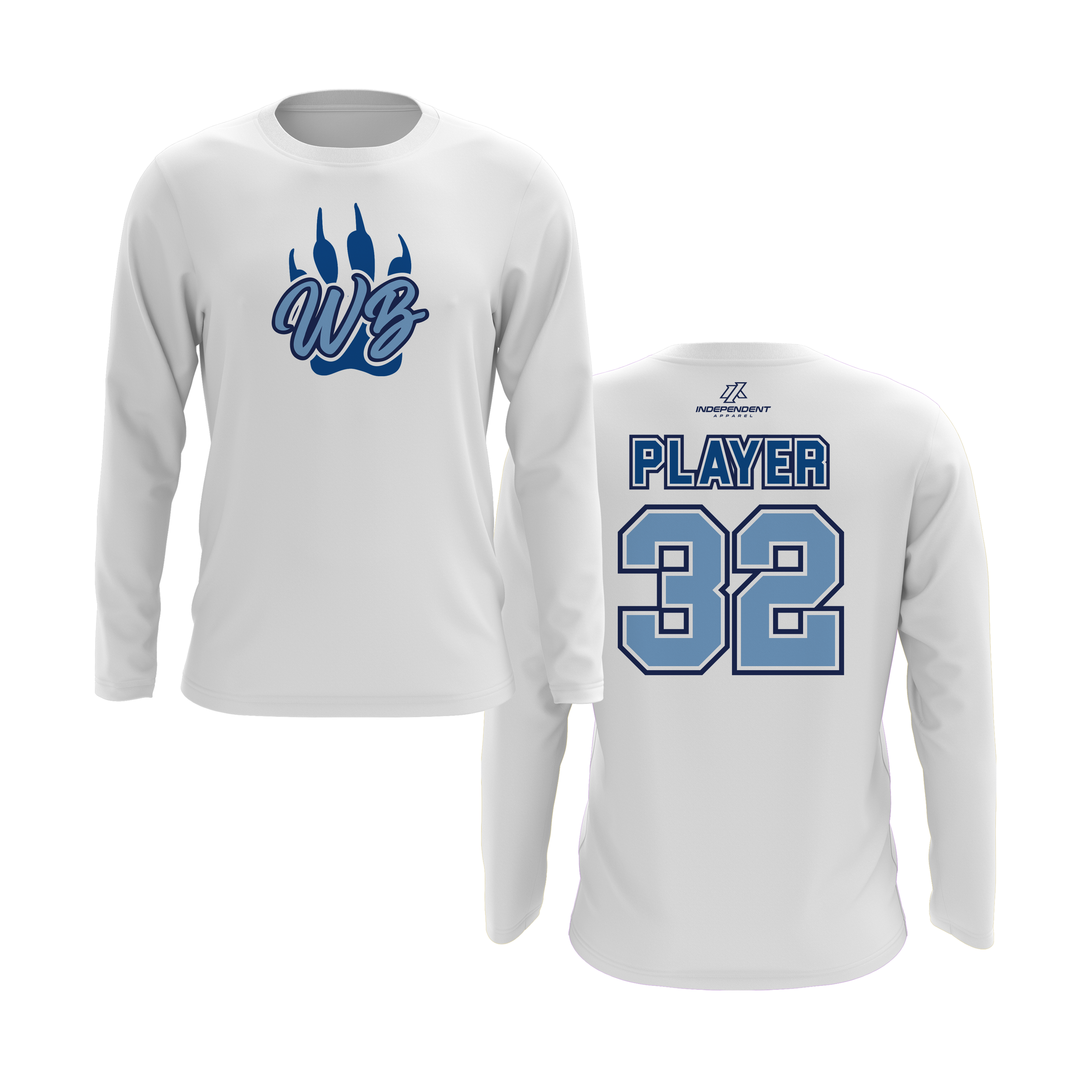 WBYB Baby Blue/Royal Blue Team Long Sleeve Shirt - Paw Logo