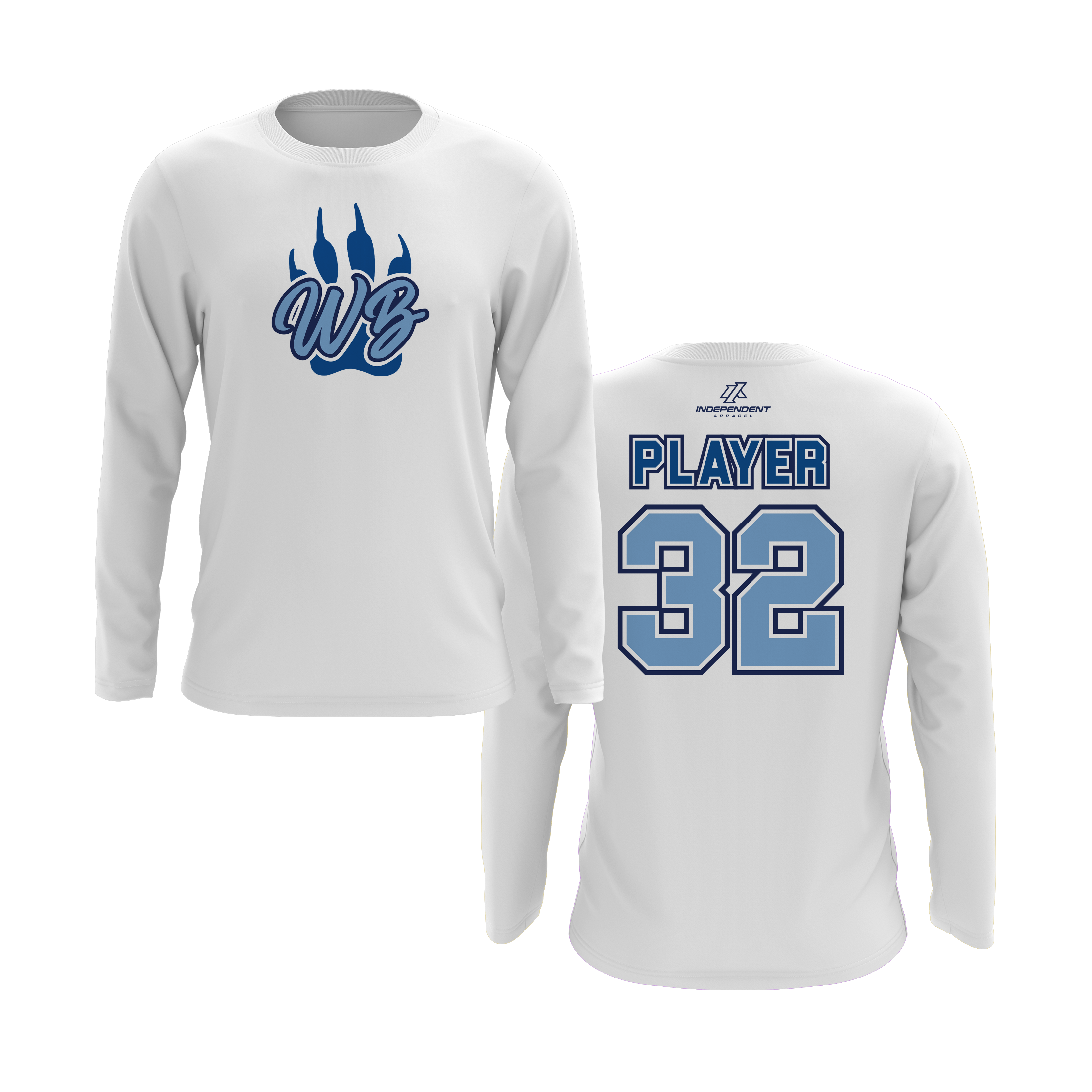 WBYB Baby Blue/Royal Blue Team Long Sleeve Shirt - Paw Logo