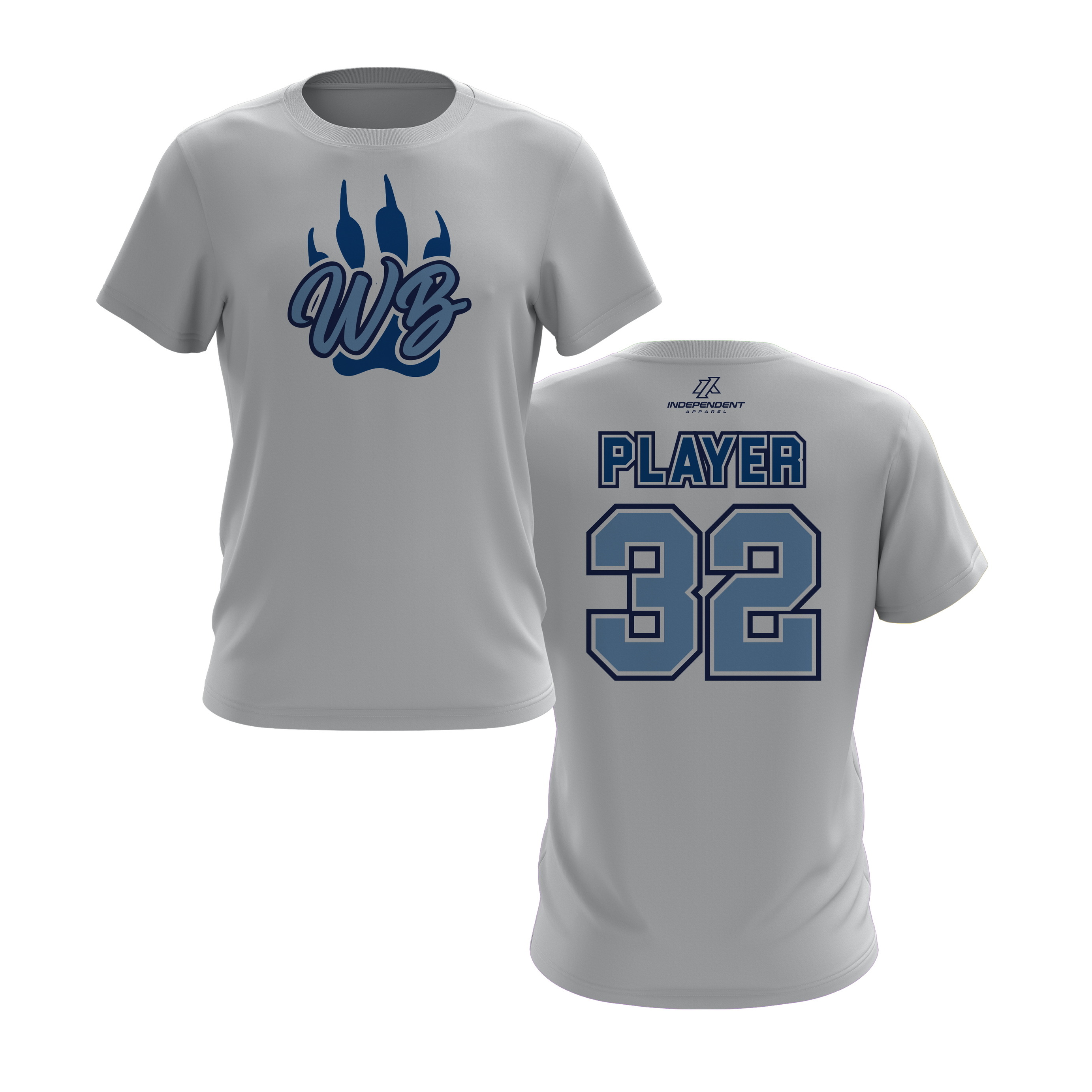 WBYB Baby Blue/Royal Blue Short Sleeve Shirt - Paw Logo