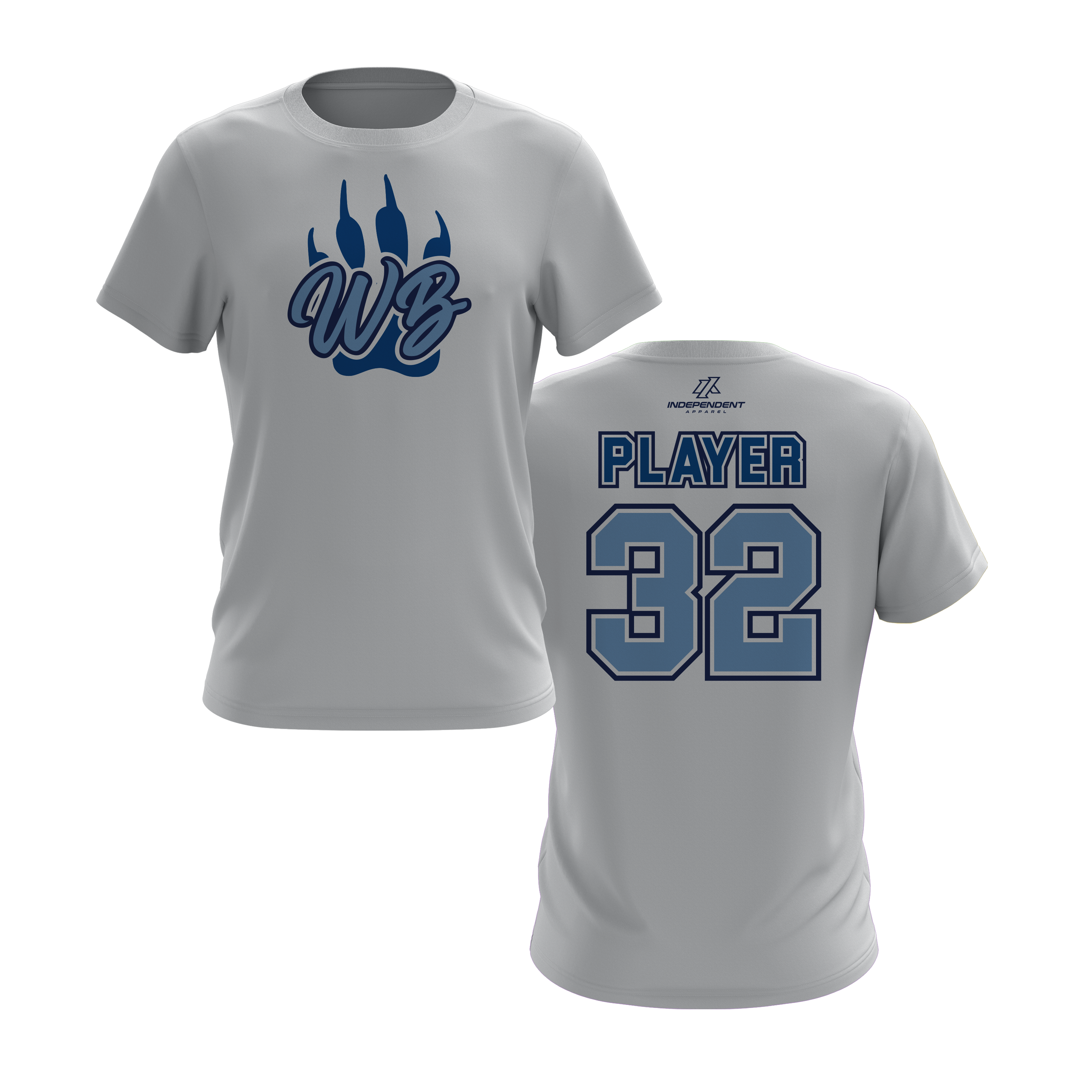 WBYB Baby Blue/Royal Blue Short Sleeve Shirt - Paw Logo