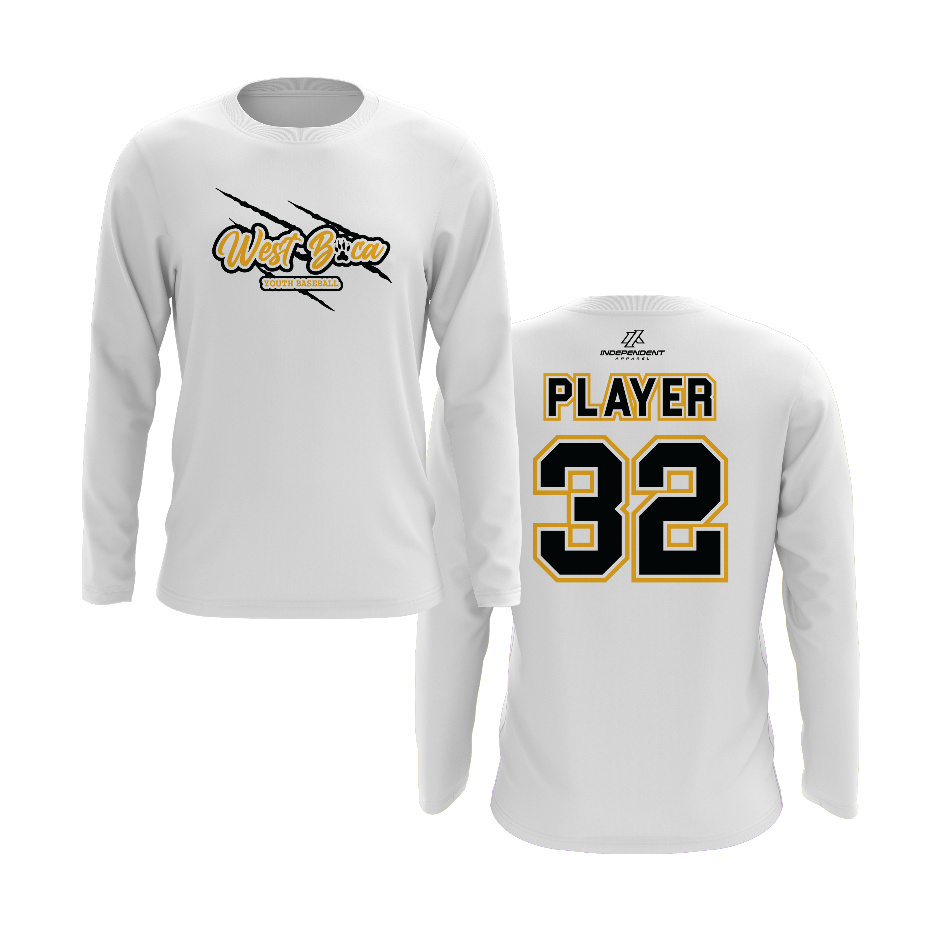 WBYB Black/Gold Team Long Sleeve Shirt - Claw Logo