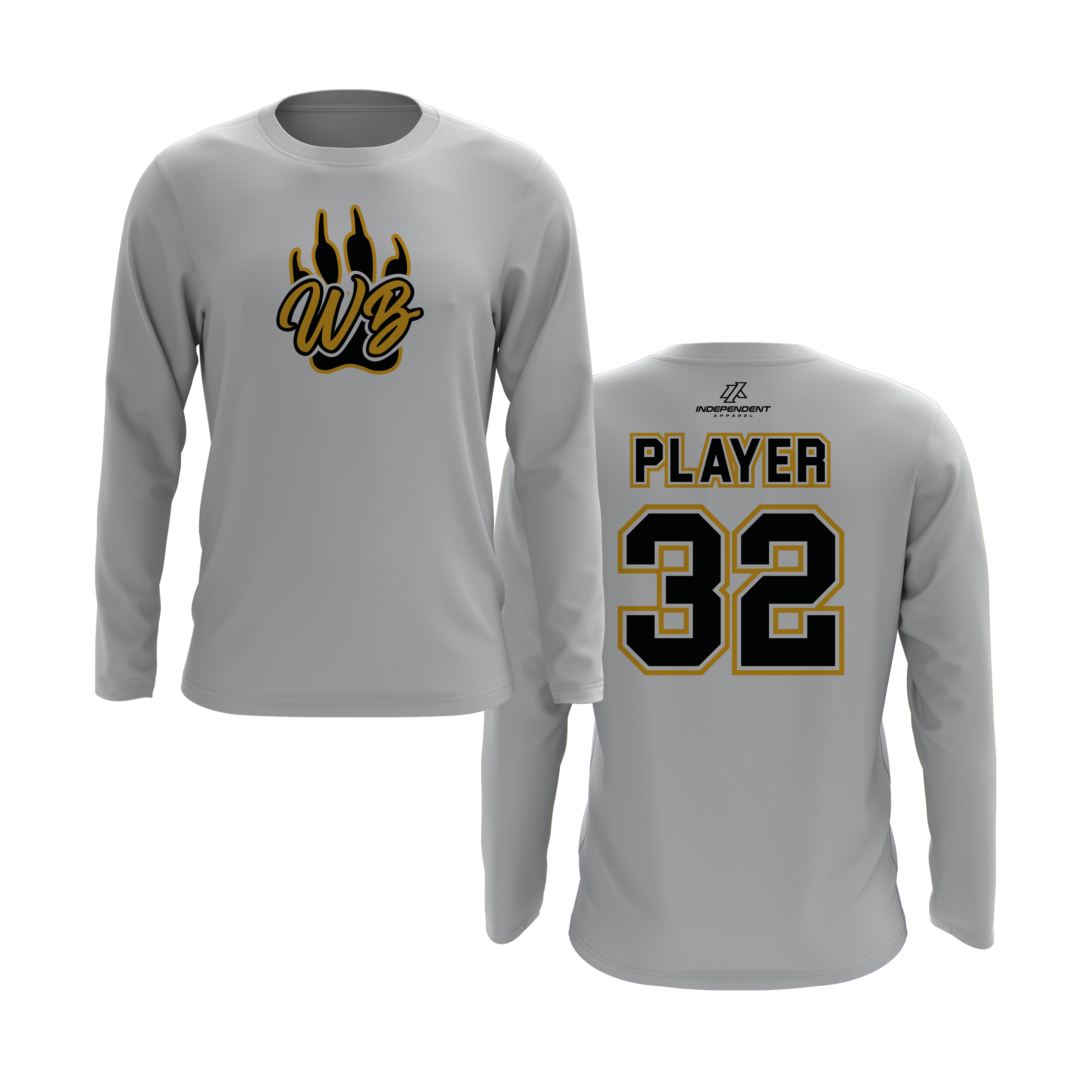 WBYB Black/Gold Team Long Sleeve Shirt - Paw Logo