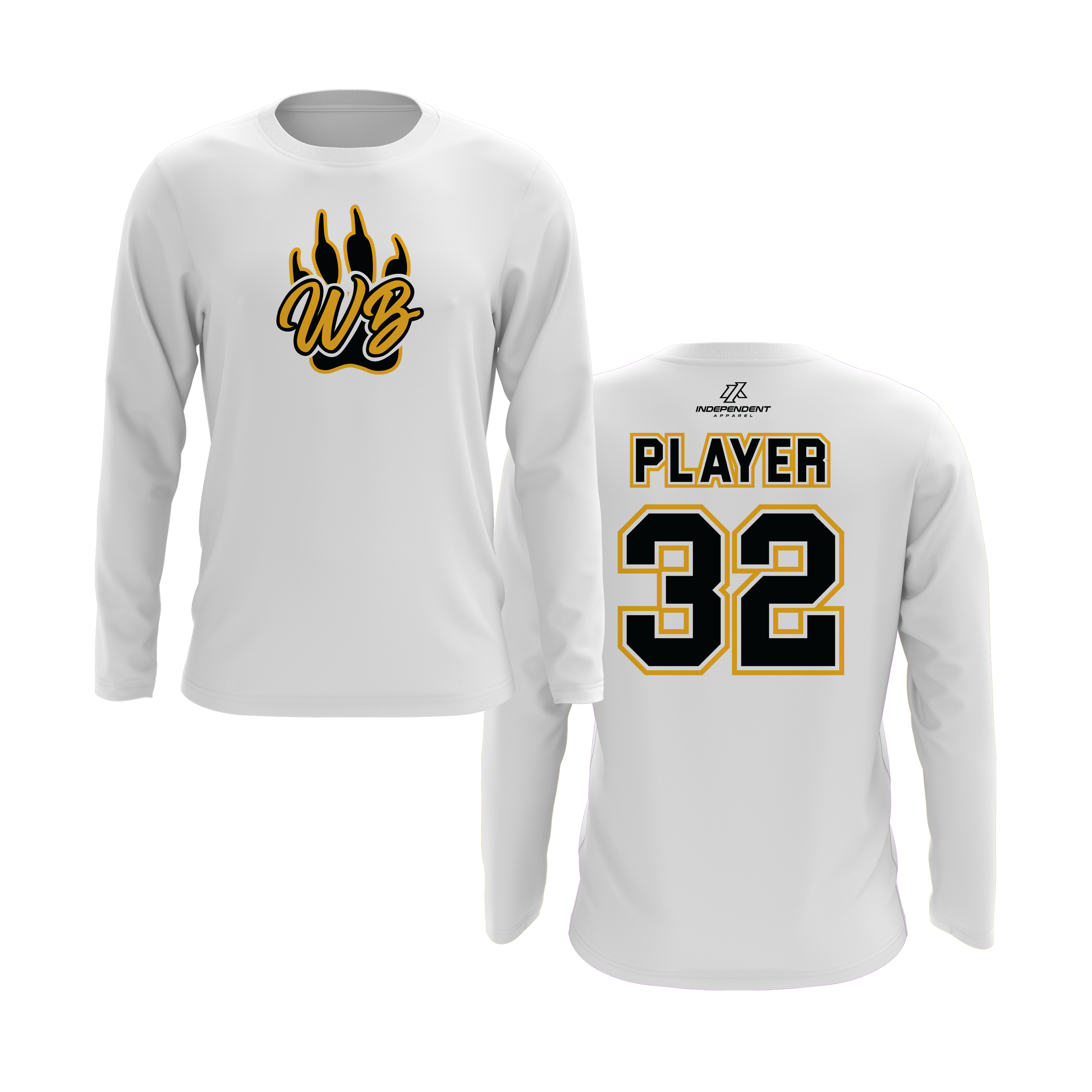 WBYB Black/Gold Team Long Sleeve Shirt - Paw Logo