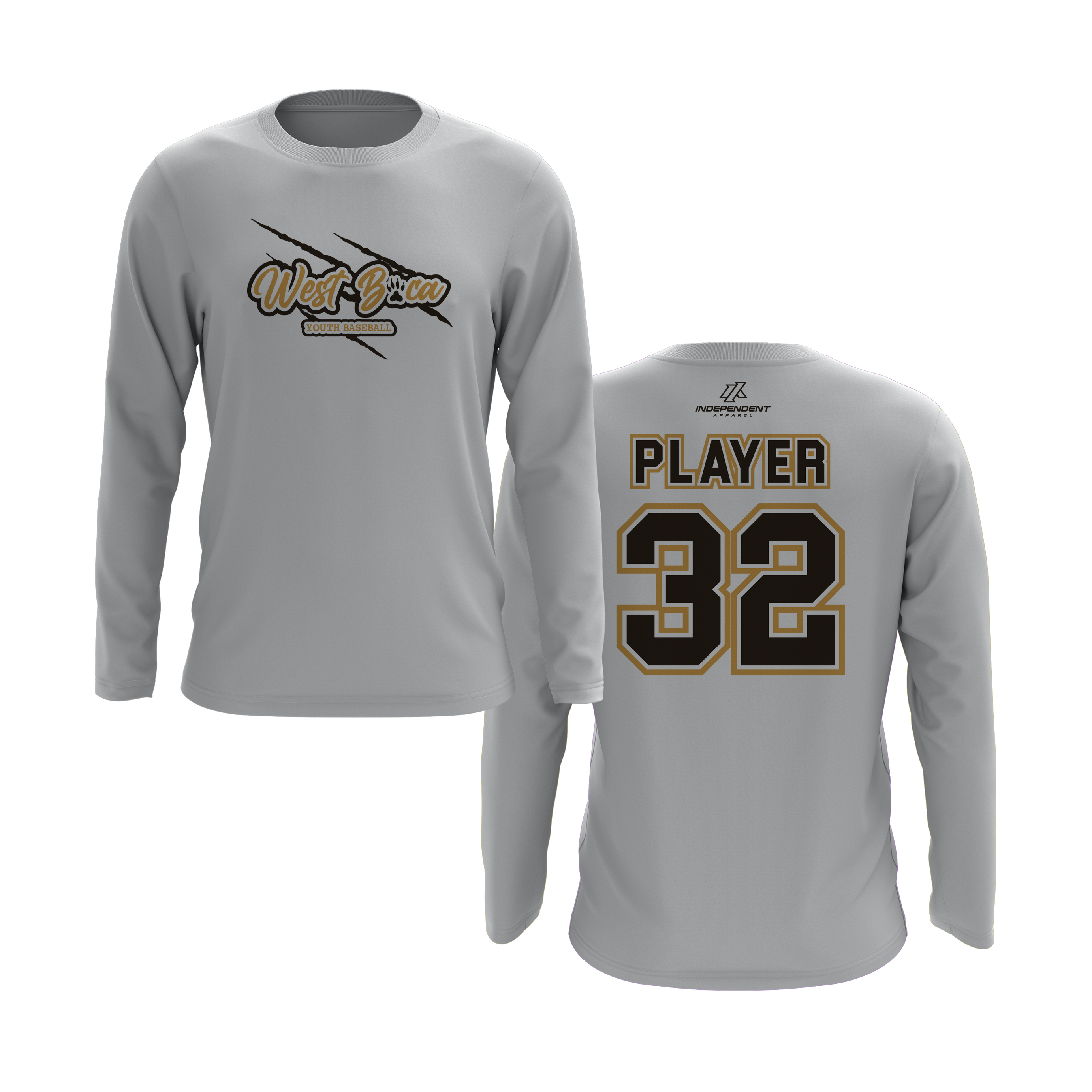 WBYB Brown/Gold Team Long Sleeve Shirt - Claw Logo