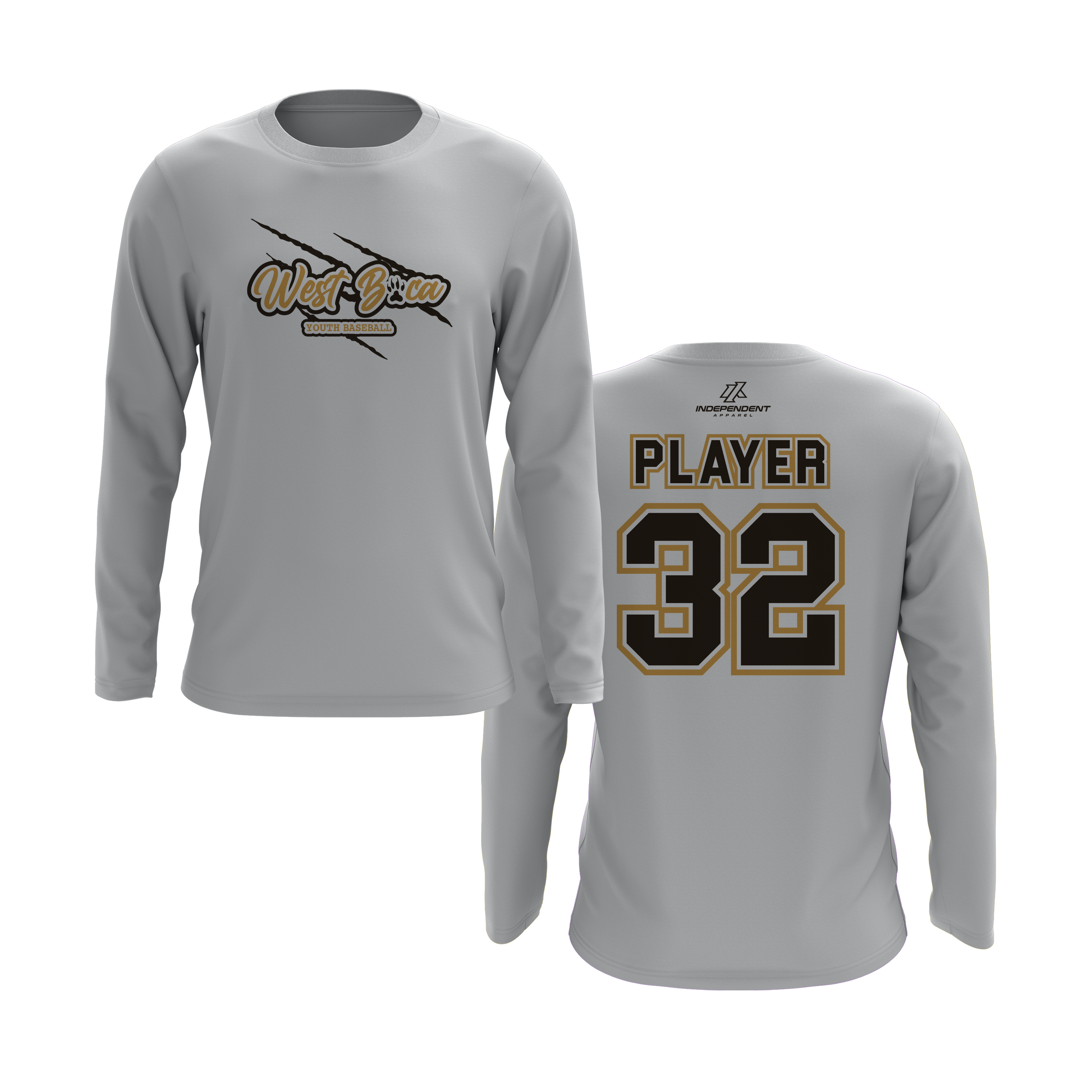 WBYB Brown/Gold Team Long Sleeve Shirt - Claw Logo