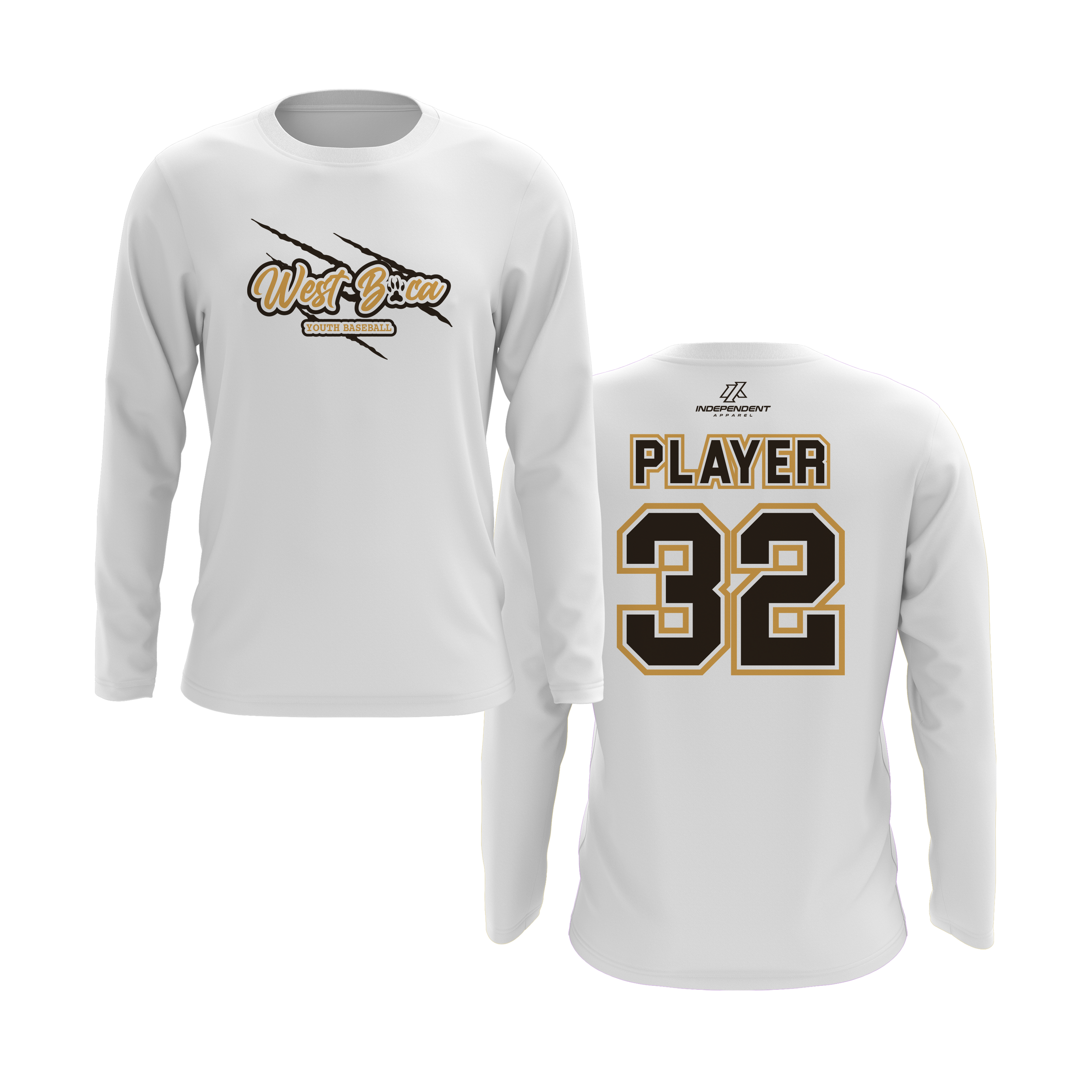 WBYB Brown/Gold Team Long Sleeve Shirt - Claw Logo