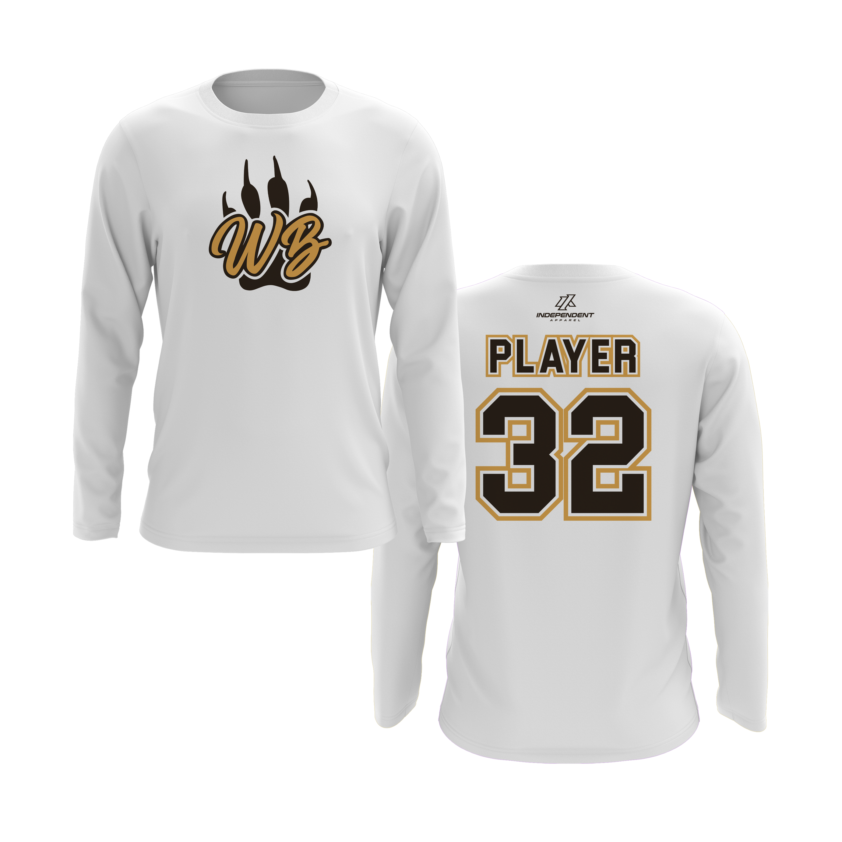 WBYB Brown/Gold Team Long Sleeve Shirt - Paw Logo