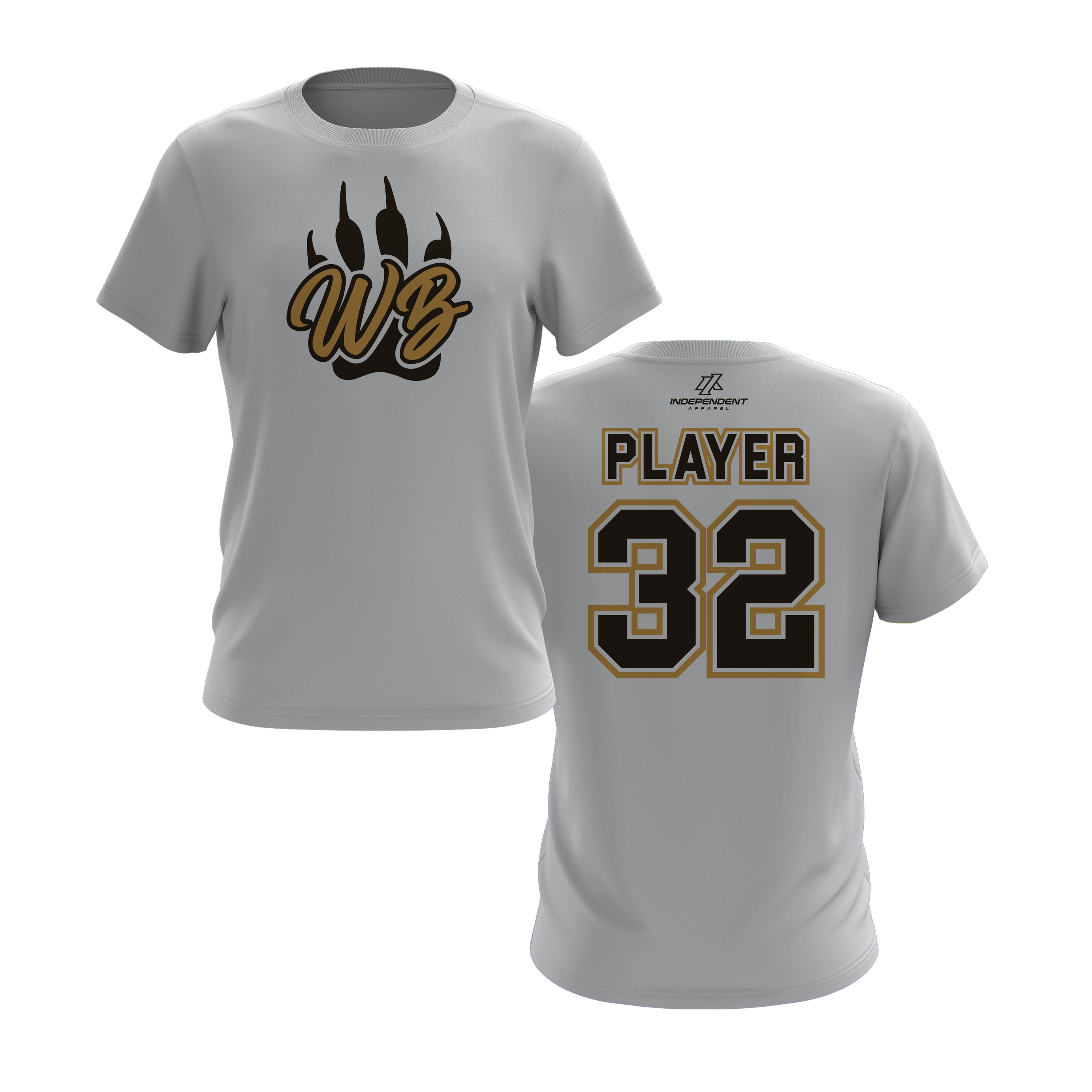 WBYB Brown/Gold Team Short Sleeve Shirt - Paw Logo