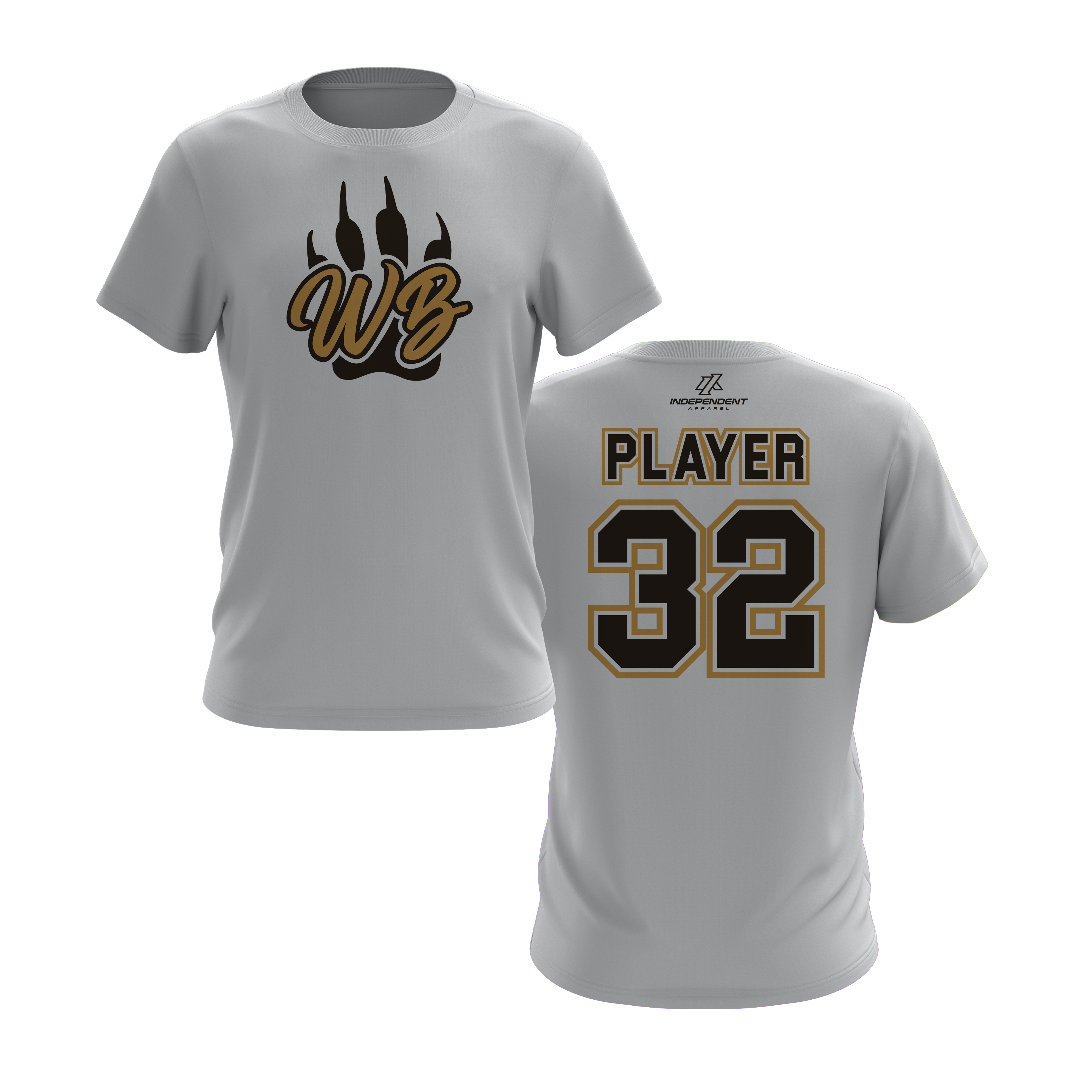 WBYB Brown/Gold Team Short Sleeve Shirt - Paw Logo