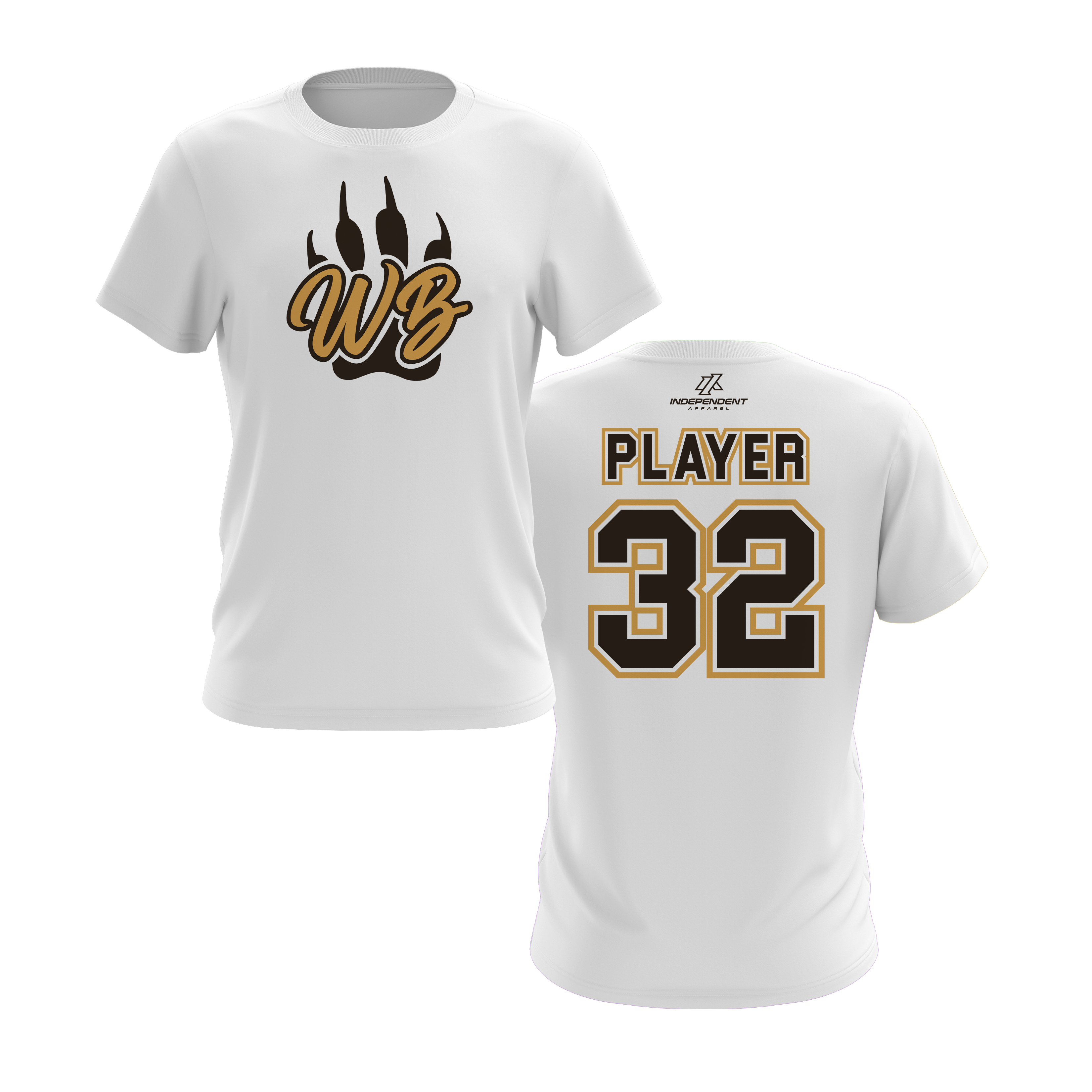WBYB Brown/Gold Team Short Sleeve Shirt - Paw Logo