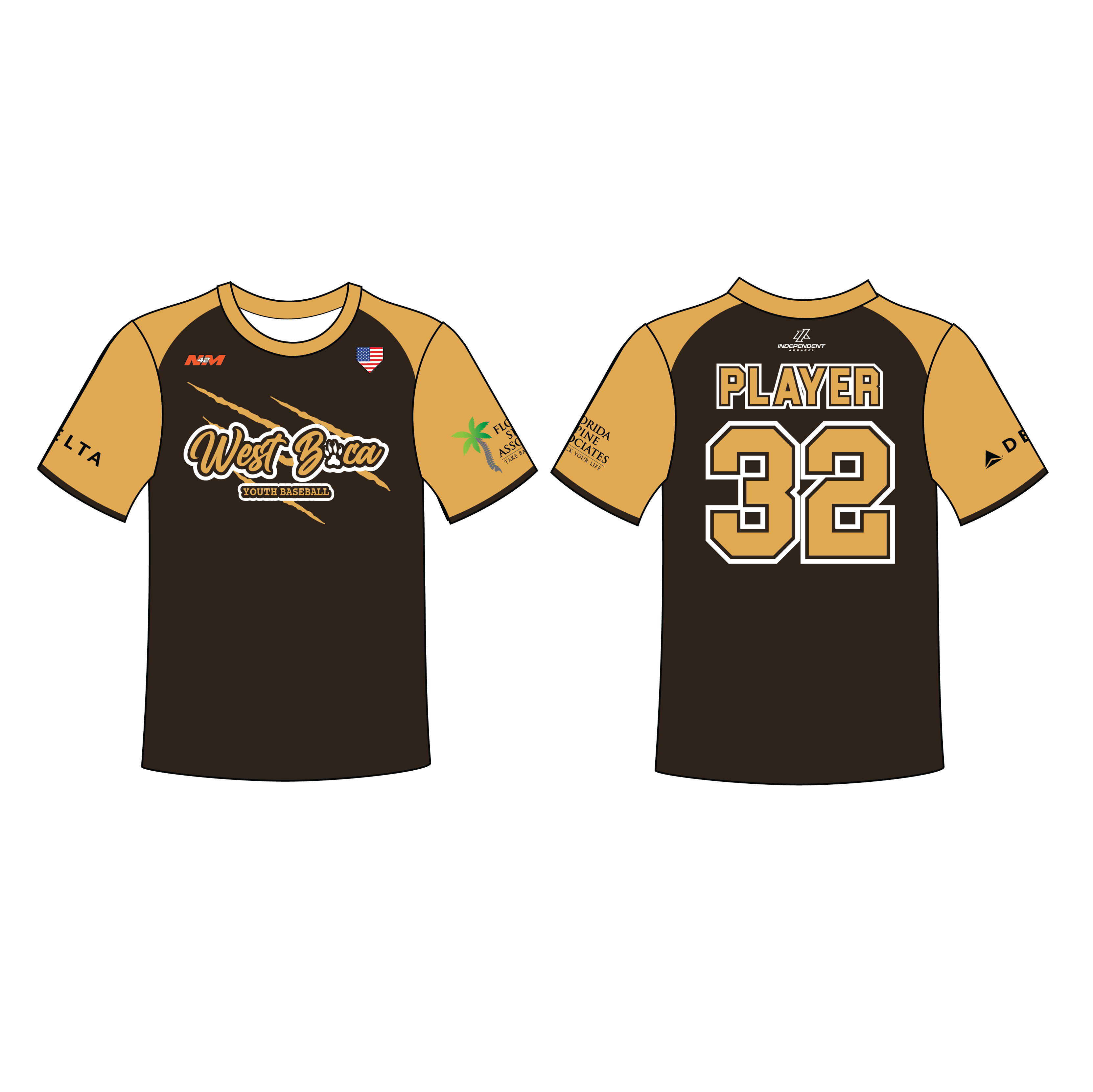 WBYB Brown/Gold Team Custom Replica Jersey (3-4 WEEK TURNAROUND)