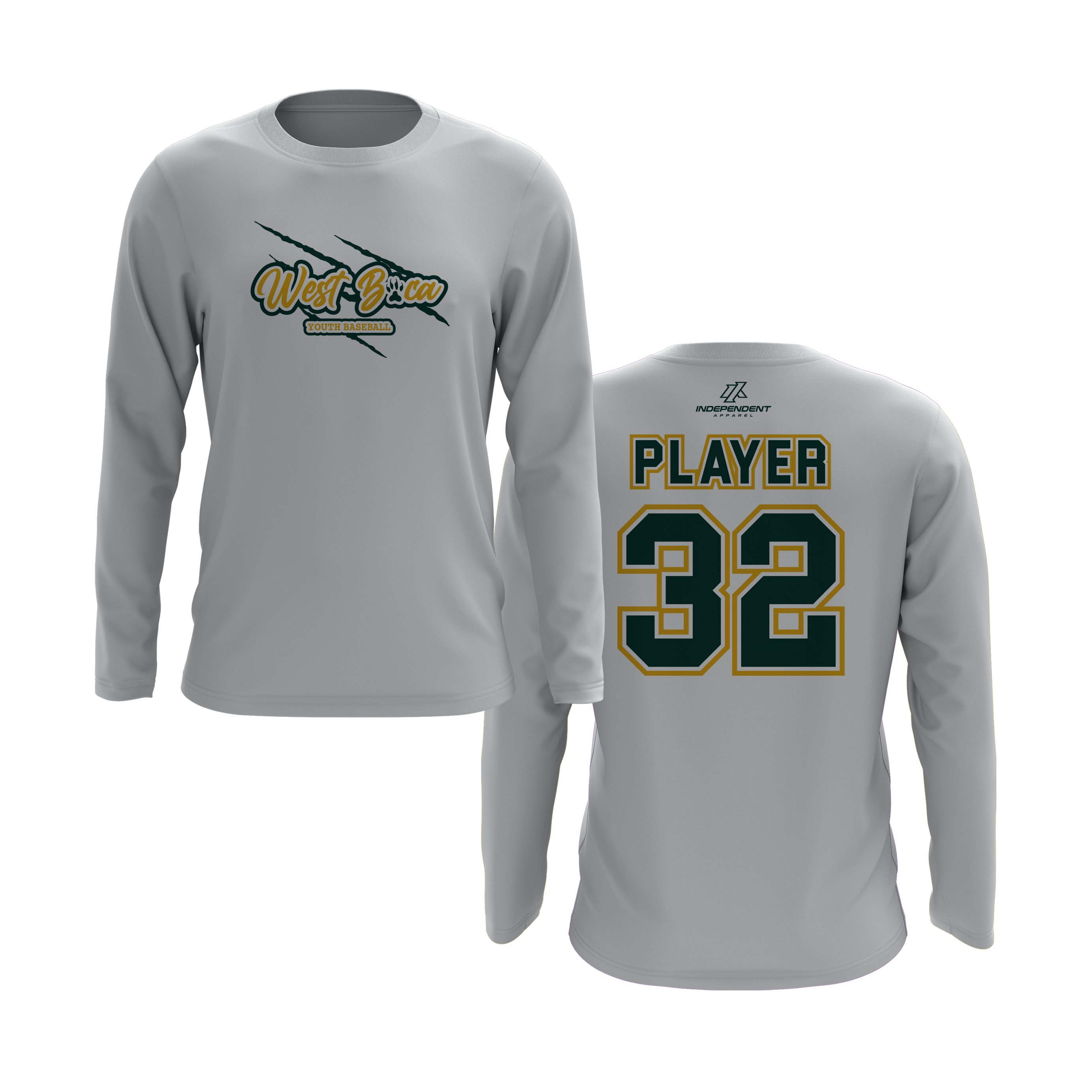 WBYB Green/Gold Team Long Sleeve Shirt - Claw Logo