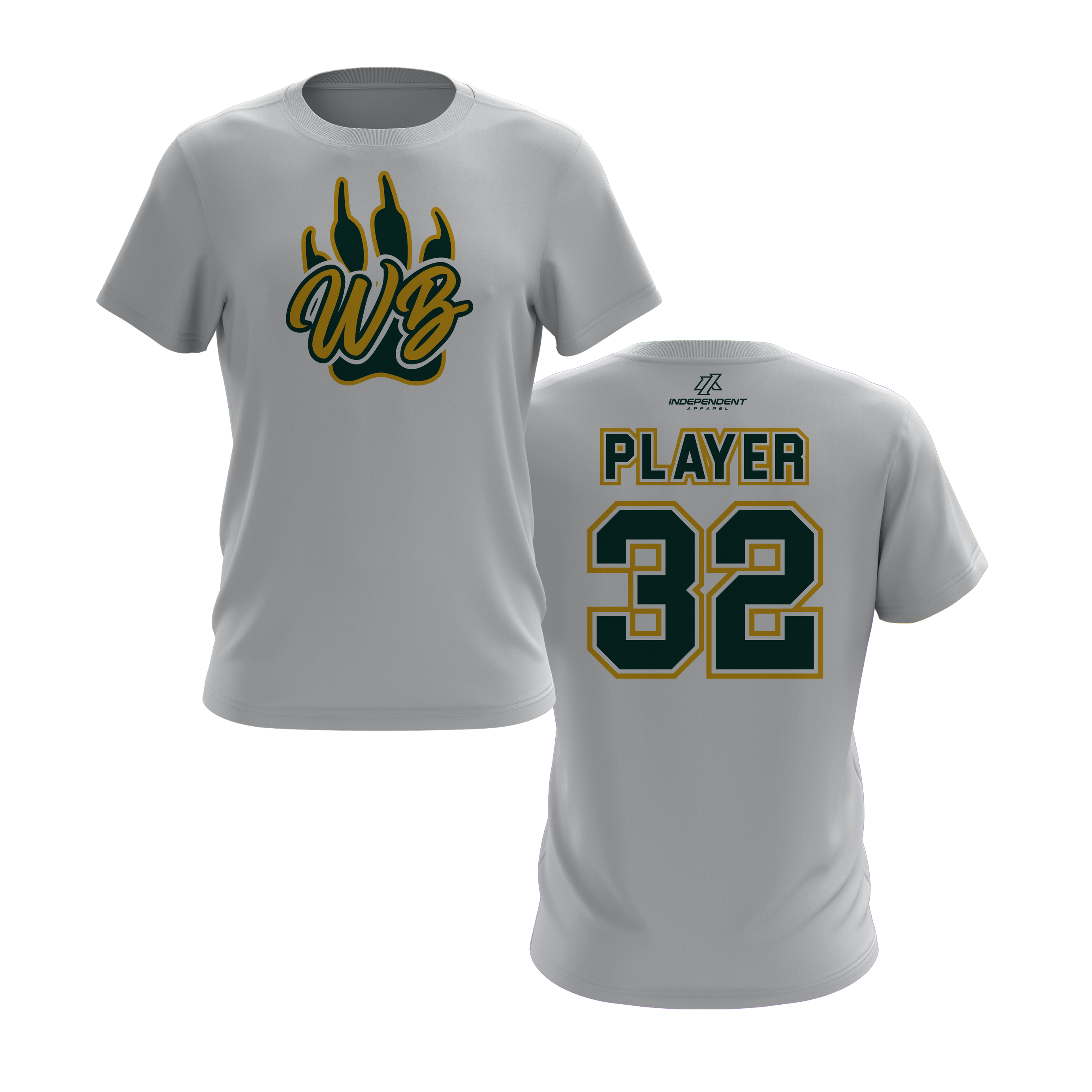 WBYB Green/Gold Team Short Sleeve Shirt - Paw Logo